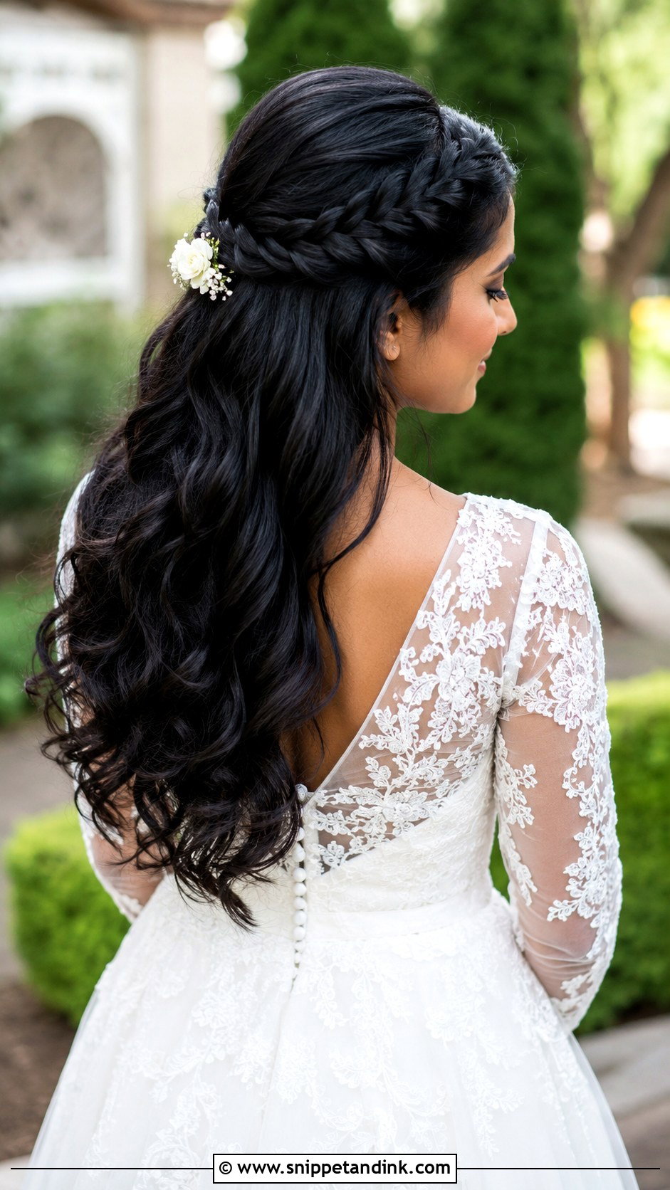 Half Up Half Down With Accent Braid - Snippet and Ink - 35 Half-Up Half-Down Wedding Hair Ideas