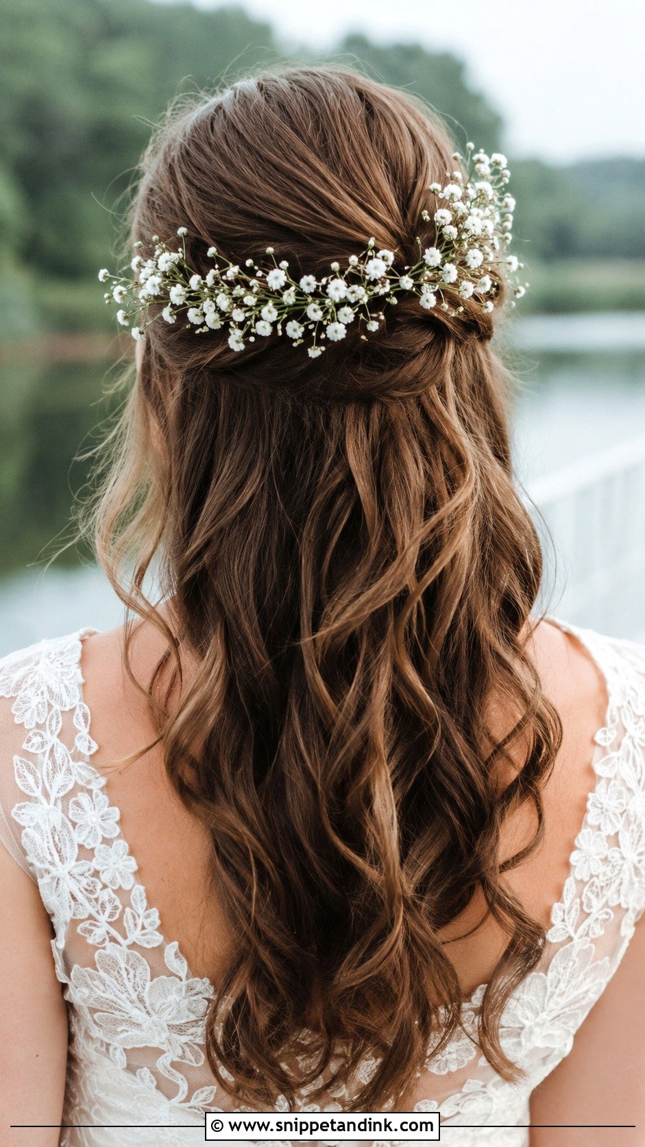 Half Up Half Down With Babys Breath - Snippet and Ink - 20 Flowers in Hair Wedding