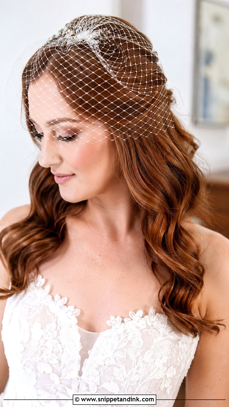 Half Up Half Down With Birdcage Veil - Snippet and Ink - 20 Birdcage Veil Hairstyle Ideas