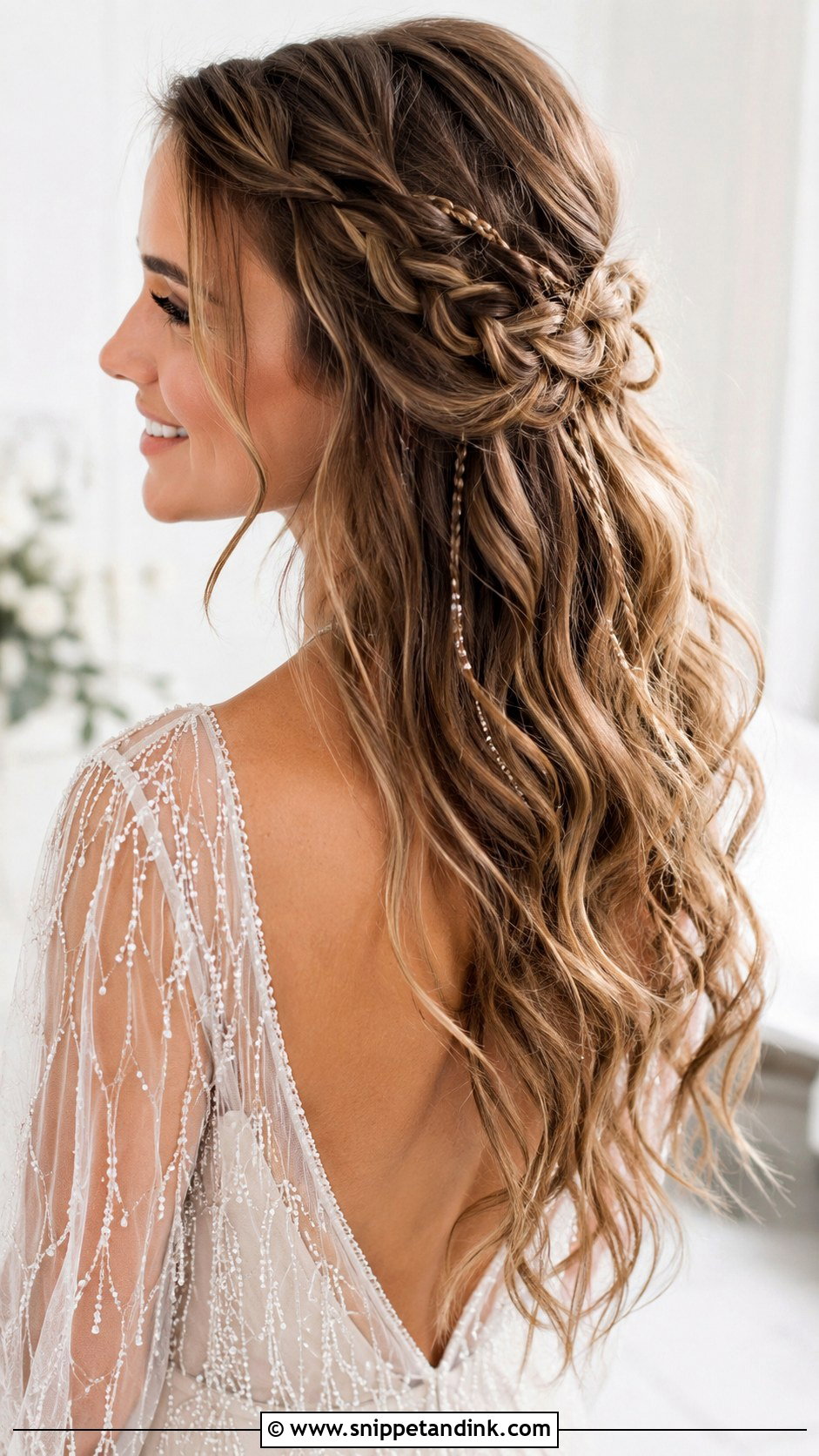 Half Up Half Down With Boho Braids - Snippet and Ink - 35 Half-Up Half-Down Wedding Hair Ideas