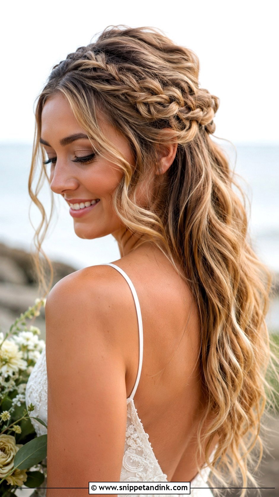 Half Up Half Down With Boho Braids - Snippet and Ink - 25 Half-Up Half-Down Bride Hair Ideas
