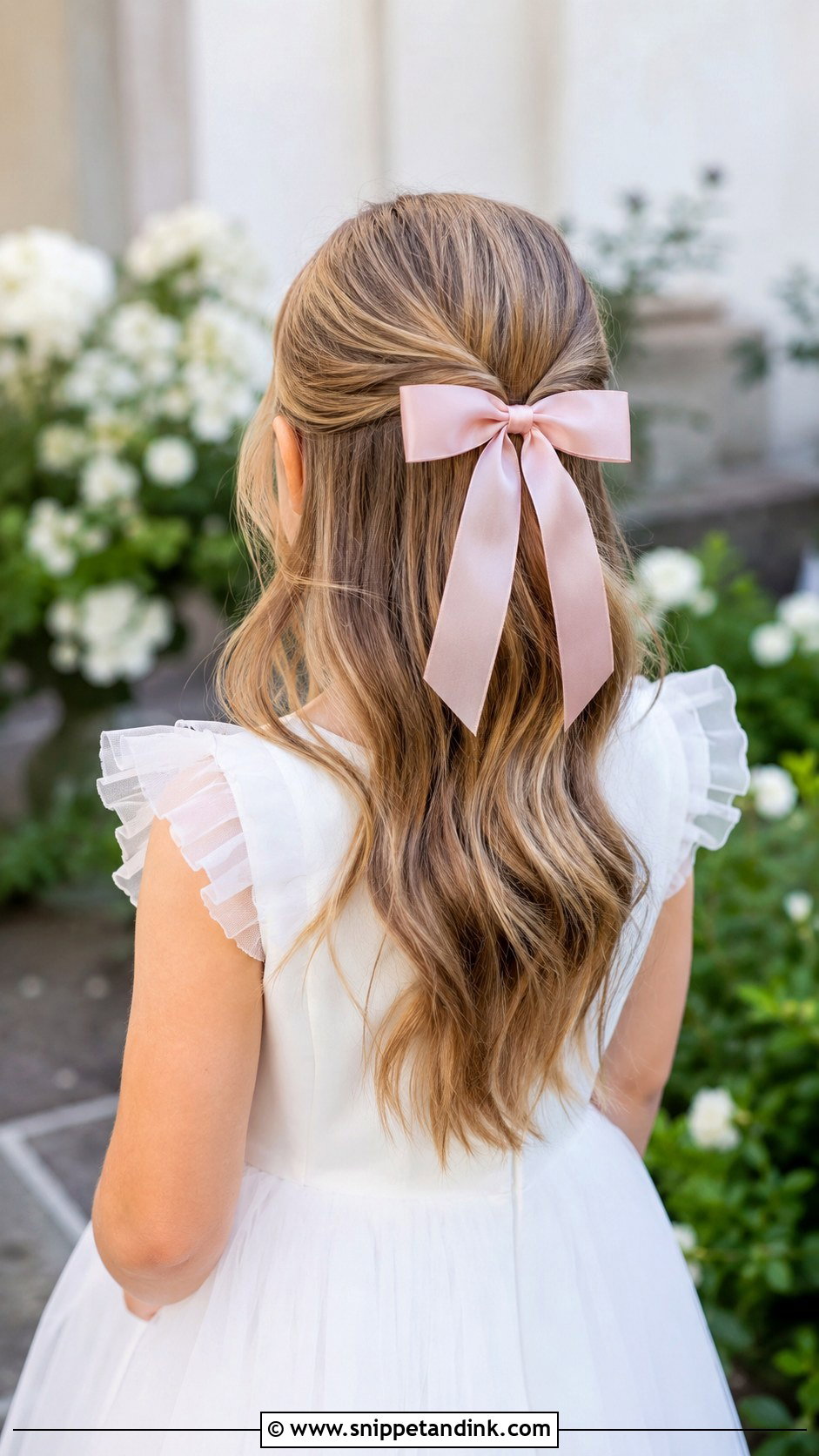 Half Up Half Down With Bow - Snippet and Ink - 25 Flowergirls Hairstyle Ideas