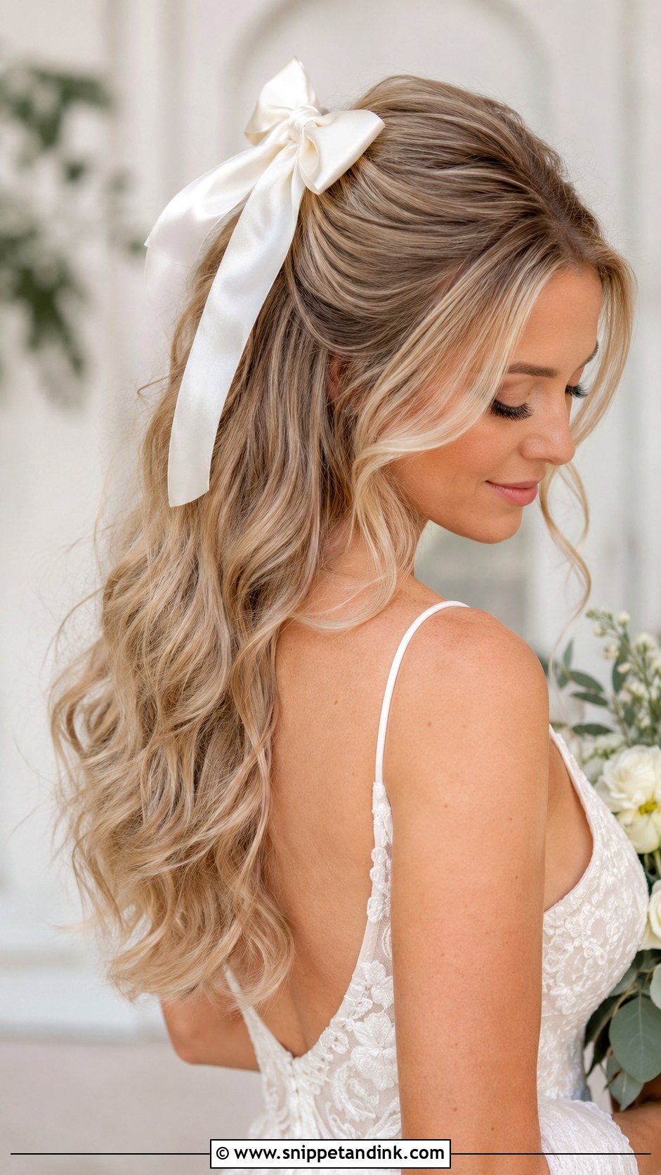 Half Up Half Down With Bow - Snippet and Ink - 30 Half-Up Half-Down Bride Hairstyles