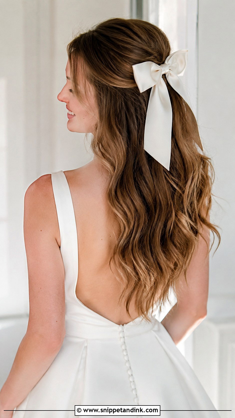 Half Up Half Down With Bow - Snippet and Ink - 35 Half-Up Half-Down Wedding Hairstyles