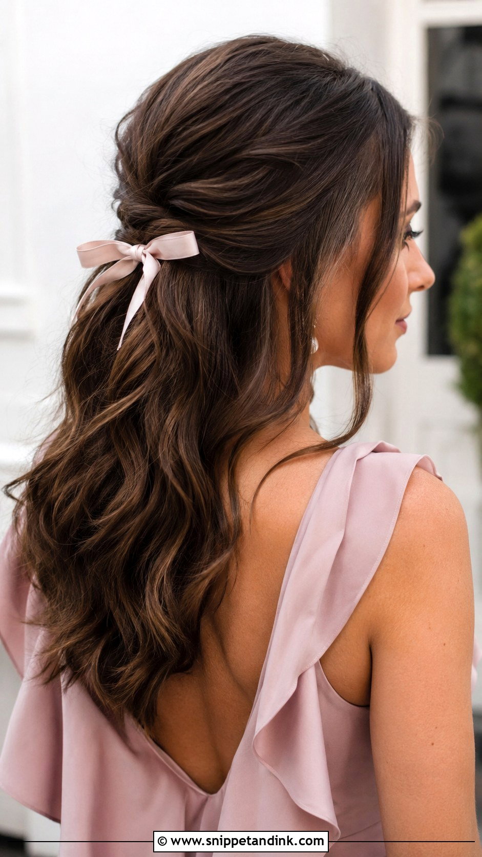 Half Up Half Down With Bow Wedding Guest - Snippet and Ink - 20 Half-Up Half-Down Wedding Guest Hairstyles