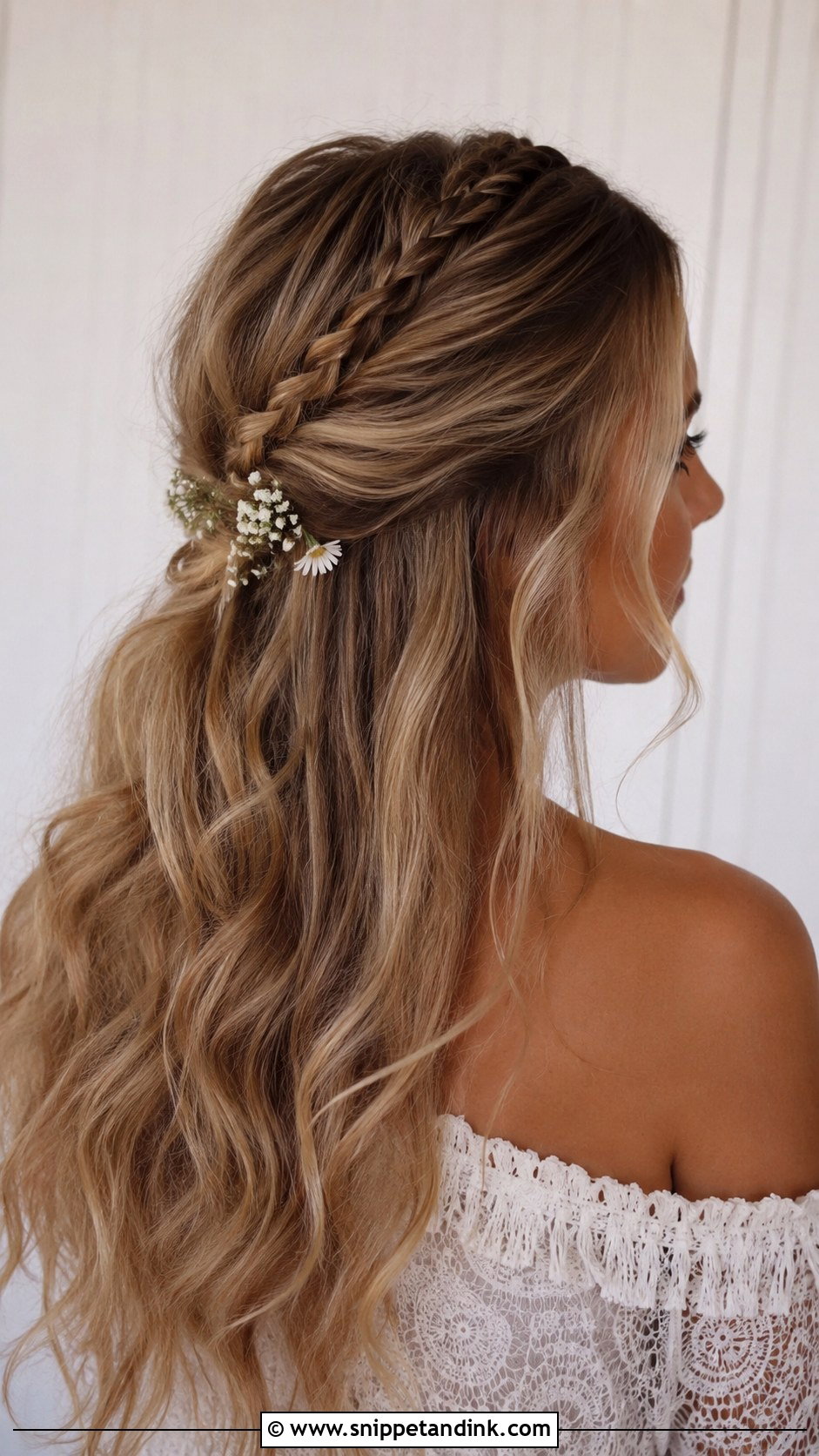 Half Up Half Down With Braid - Snippet and Ink - 20 Engagment Hair Hairstyles