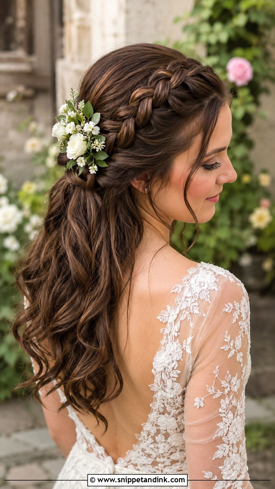 Half Up Half Down With Braided Headband - Snippet and Ink - 35 Half-Up Half-Down Wedding Hairstyles