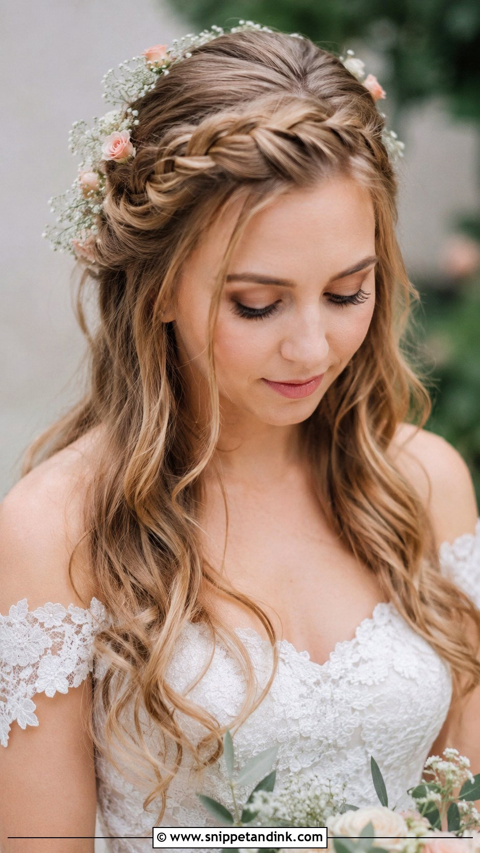 Half Up Half Down With Braided Headband - Snippet and Ink - 20 Bride Half-Up Half-Down Ideas