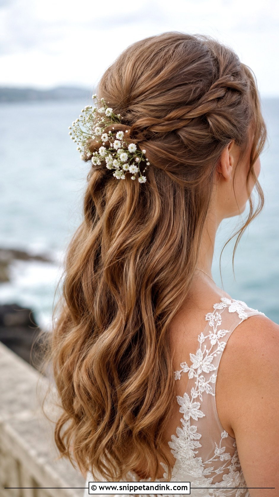 Half Up Half Down With Braids - Snippet and Ink - 30 Beach Wedding Hair Ideas