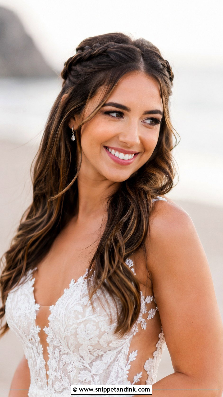 Half Up Half Down With Braids - Snippet and Ink - 25 Beach Wedding Hairstyles