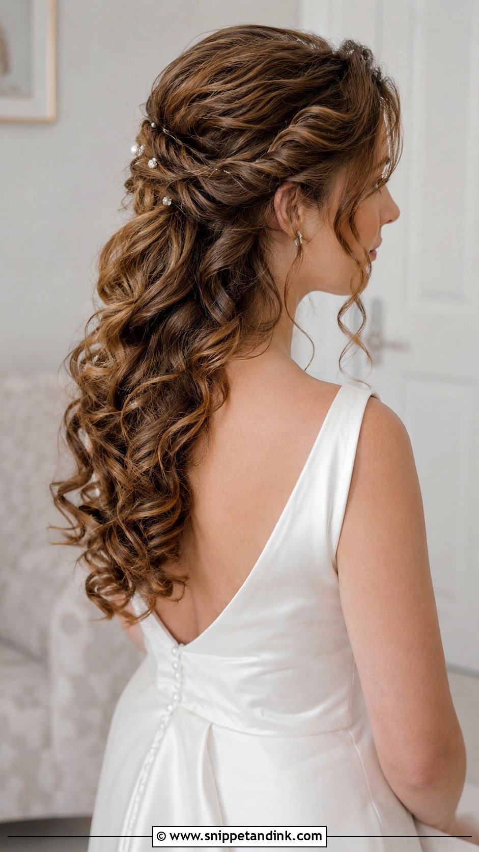 Half Up Half Down With Cascading Curls - Snippet and Ink - 35 Half-Up Half-Down Wedding Hairstyles