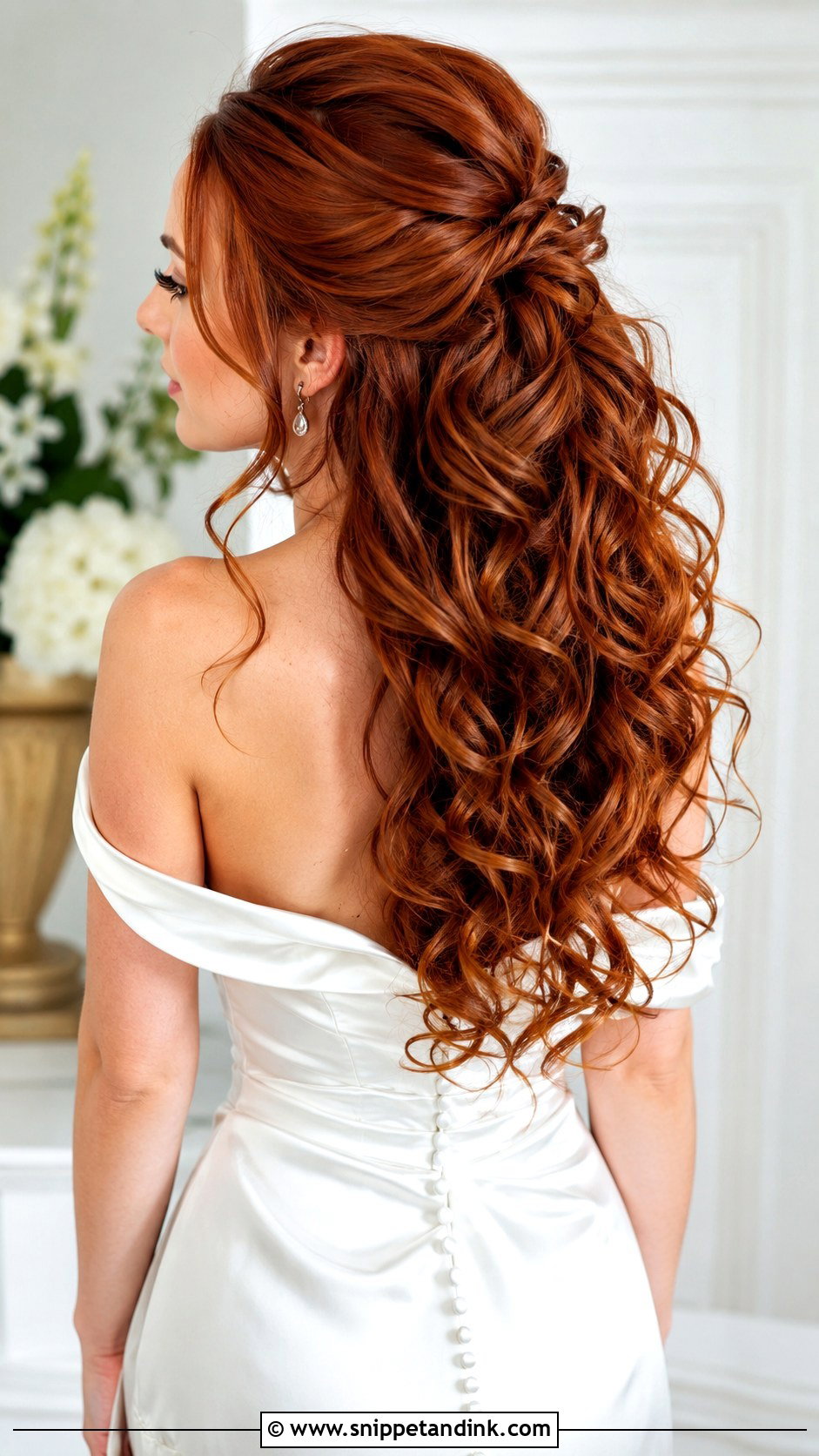 Half Up Half Down With Cascading Curls - Snippet and Ink - 35 Half-Up Half-Down Wedding Hair Ideas