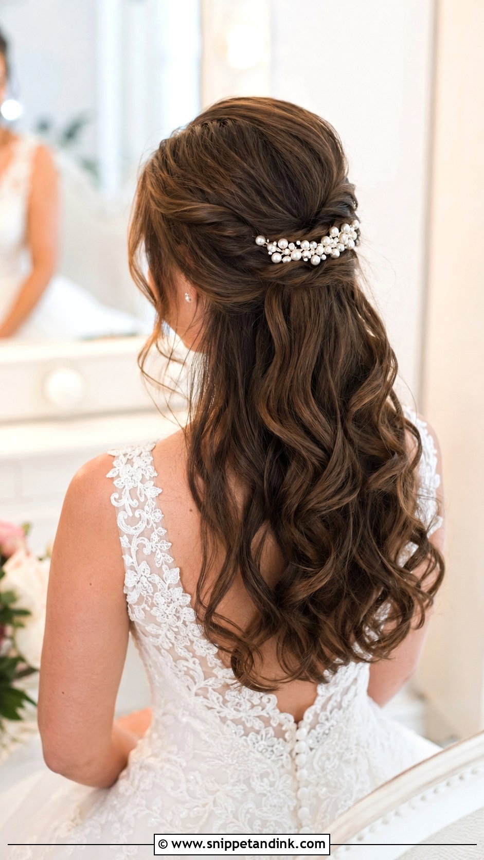 Half Up Half Down With Comb Accessory - Snippet and Ink - 30 Short Half-Up Half-Down Wedding Hair Ideas