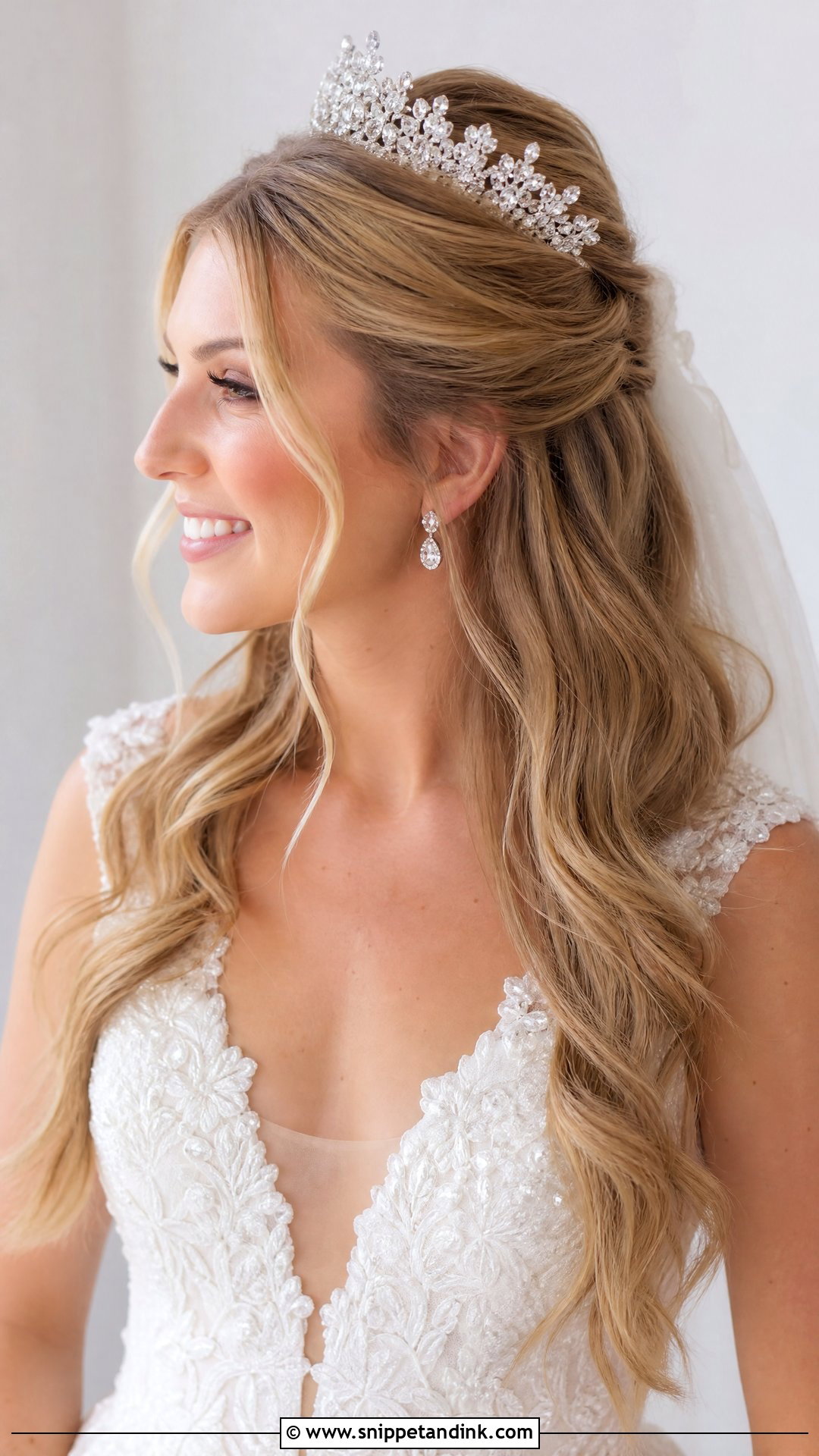 Half Up Half Down With Crown - Snippet and Ink - 20 Bride Hairstyles with Crown