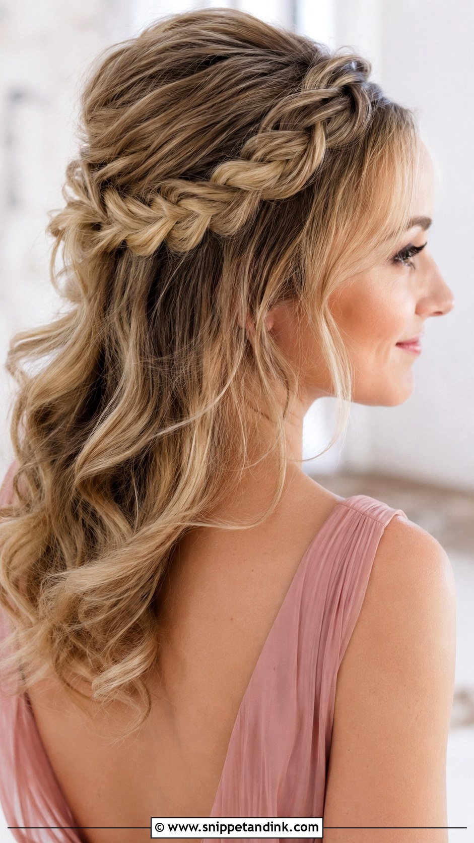 Half Up Half Down With Crown Braid - Snippet and Ink - 20 Bridesmaid Hair Styles Half Up Half Down Medium Length