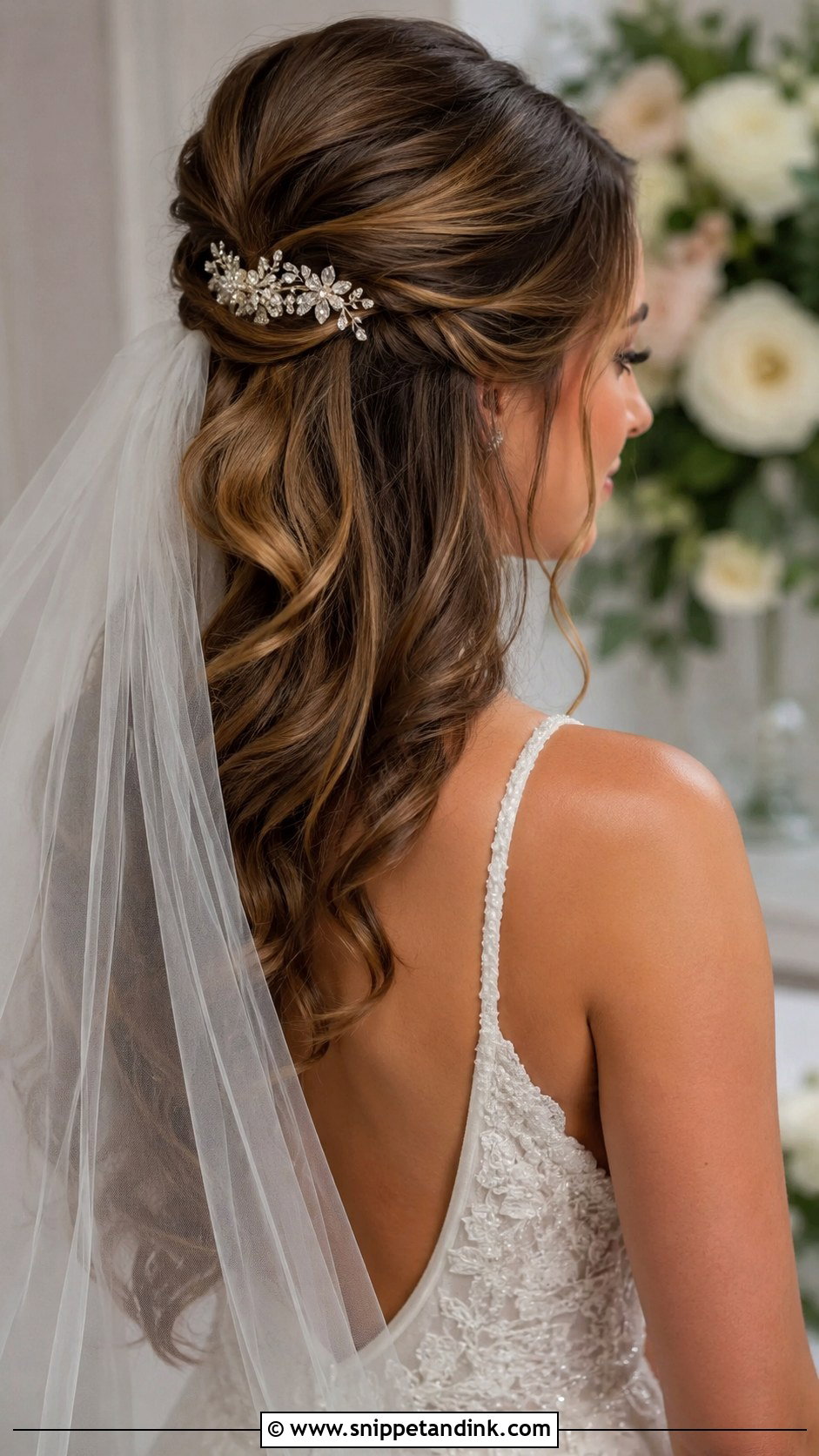 Half Up Half Down With Crown Lift - Snippet and Ink - 25 Bridal Hair for Round Face Ideas