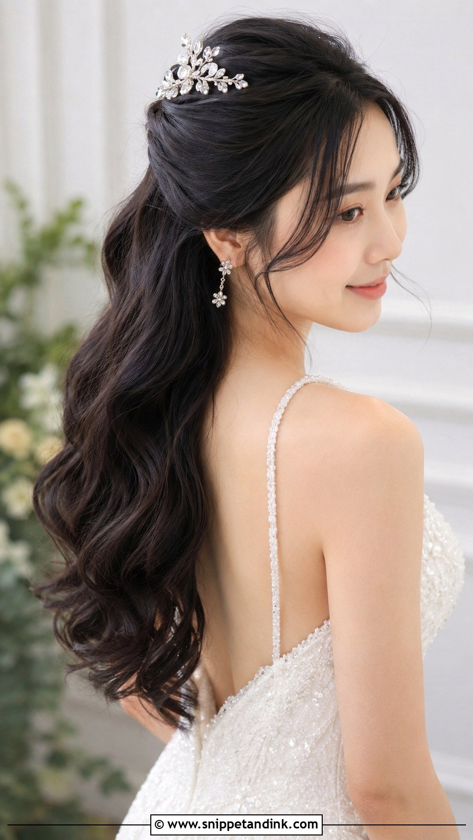 Half Up Half Down With Crystal Clips - Snippet and Ink - 35 Half-Up Half-Down Wedding Hair Ideas