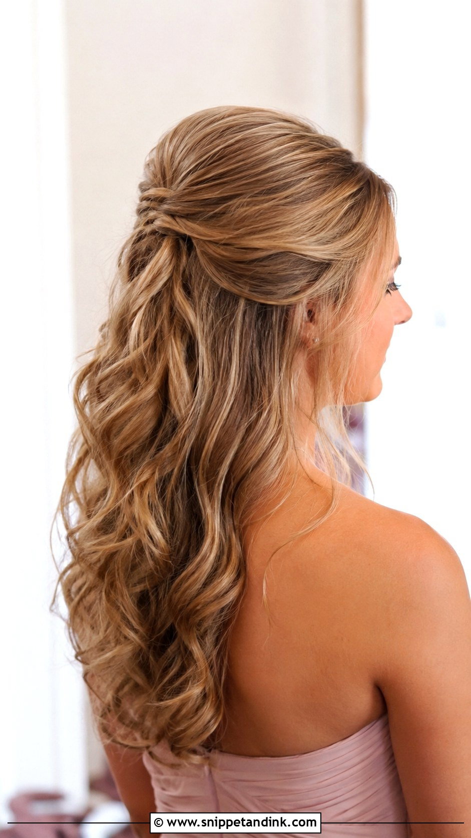 Half Up Half Down With Curls - Snippet and Ink - 20 Hairstyle for Sister Wedding Ideas