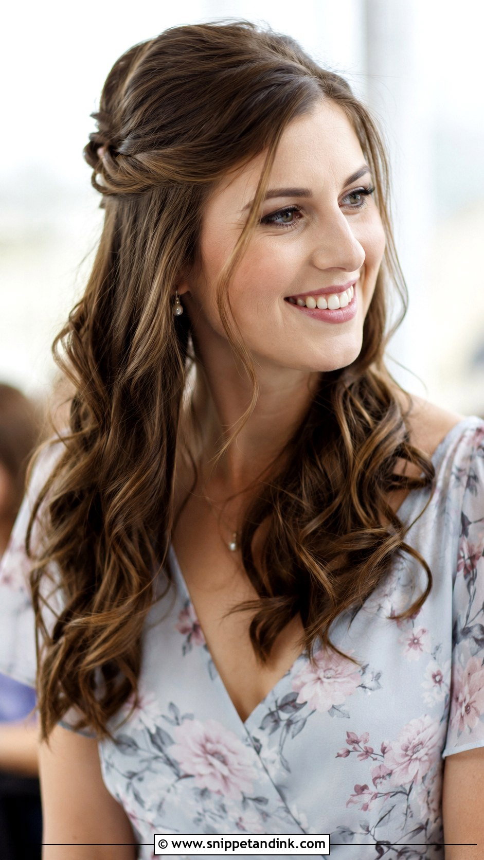 Half Up Half Down With Curls - Snippet and Ink - 20 Hairstyles for Wedding Guest Medium