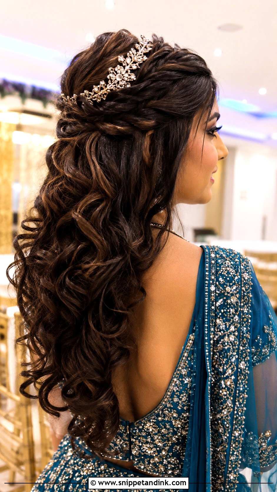 Half Up Half Down With Curls - Snippet and Ink - 20 Indian Bridal Hairstyle Ideas