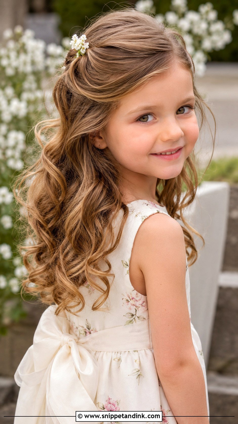 Half Up Half Down With Curls - Snippet and Ink - 20 Kid Wedding Hairstyles