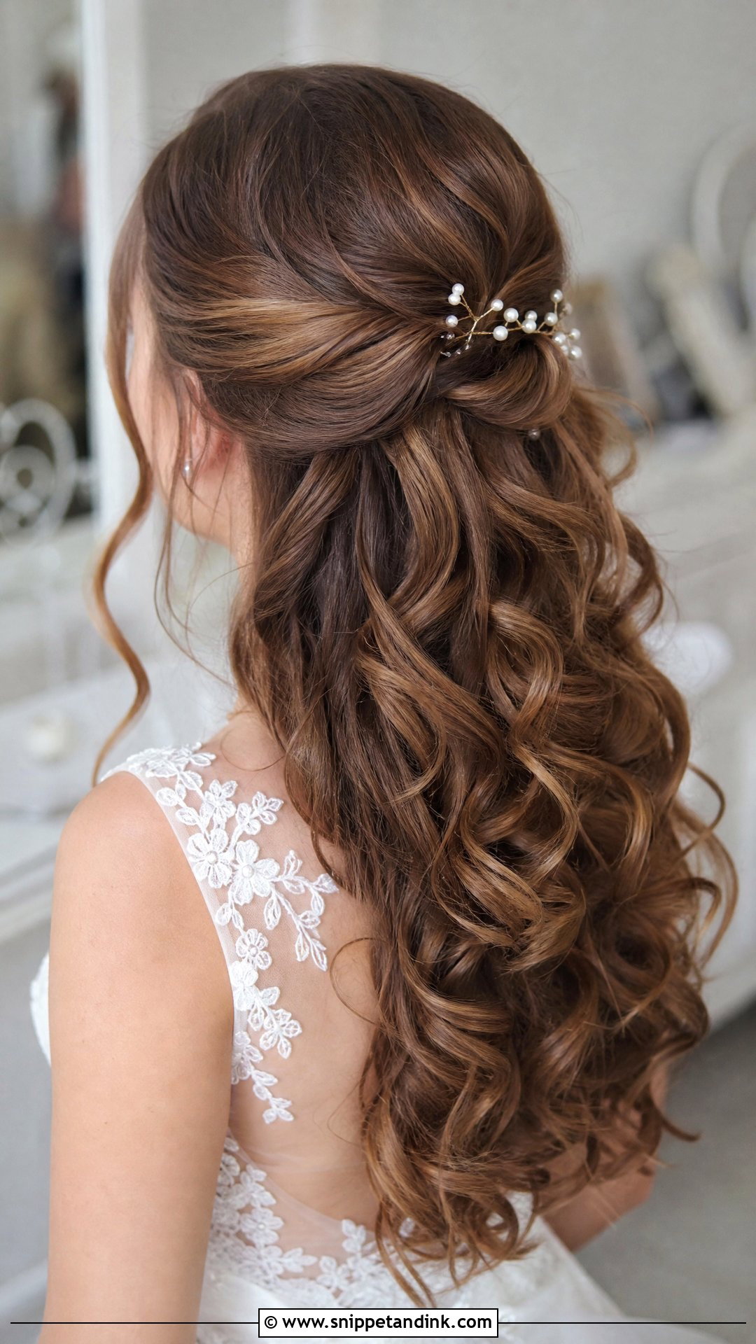 Half Up Half Down With Curls - Snippet and Ink - 20 Long Hair Down Wedding Styles
