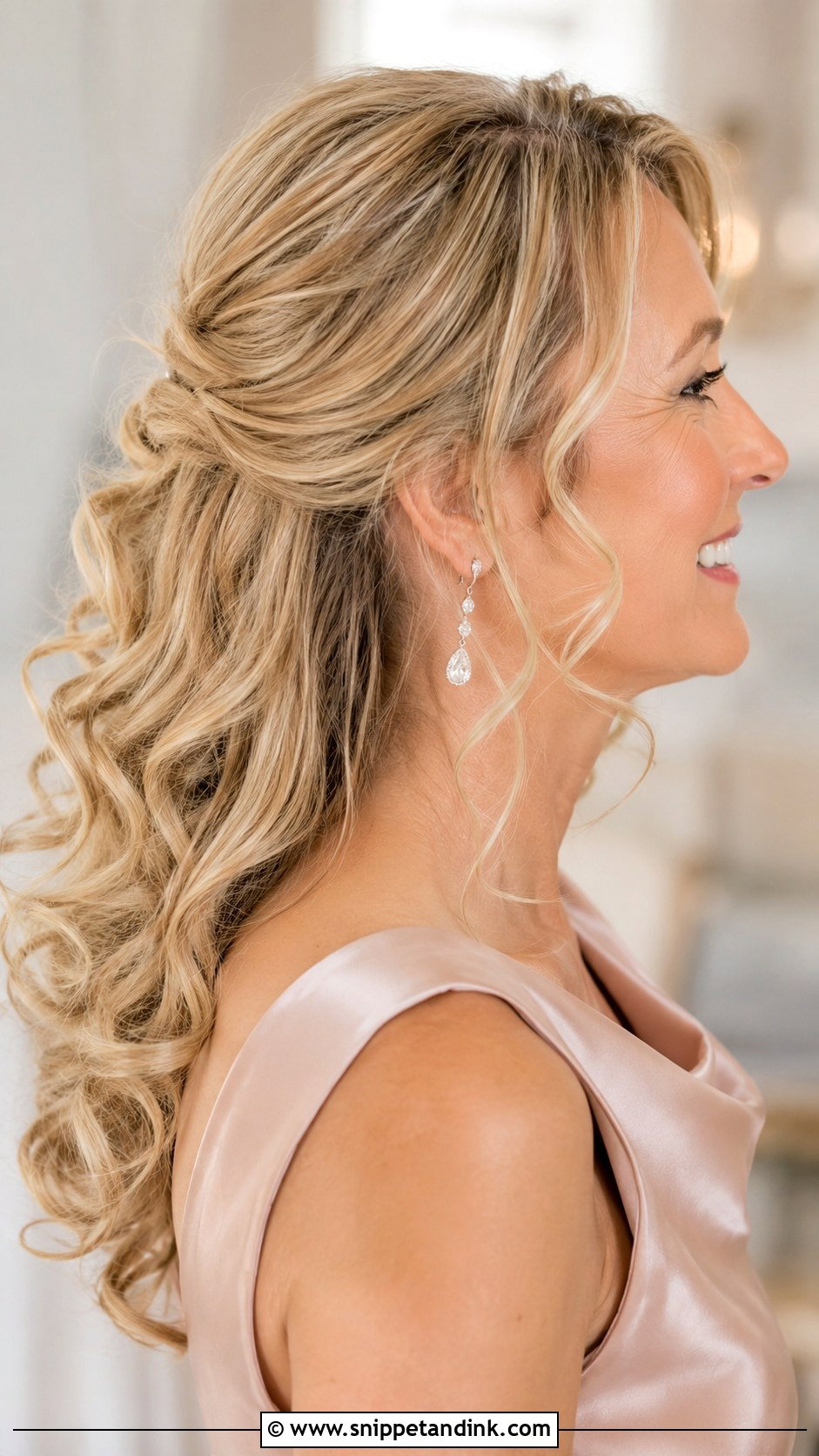 Half Up Half Down With Curls - Snippet and Ink - 20 Mother of the Bride Wedding Hairstyles