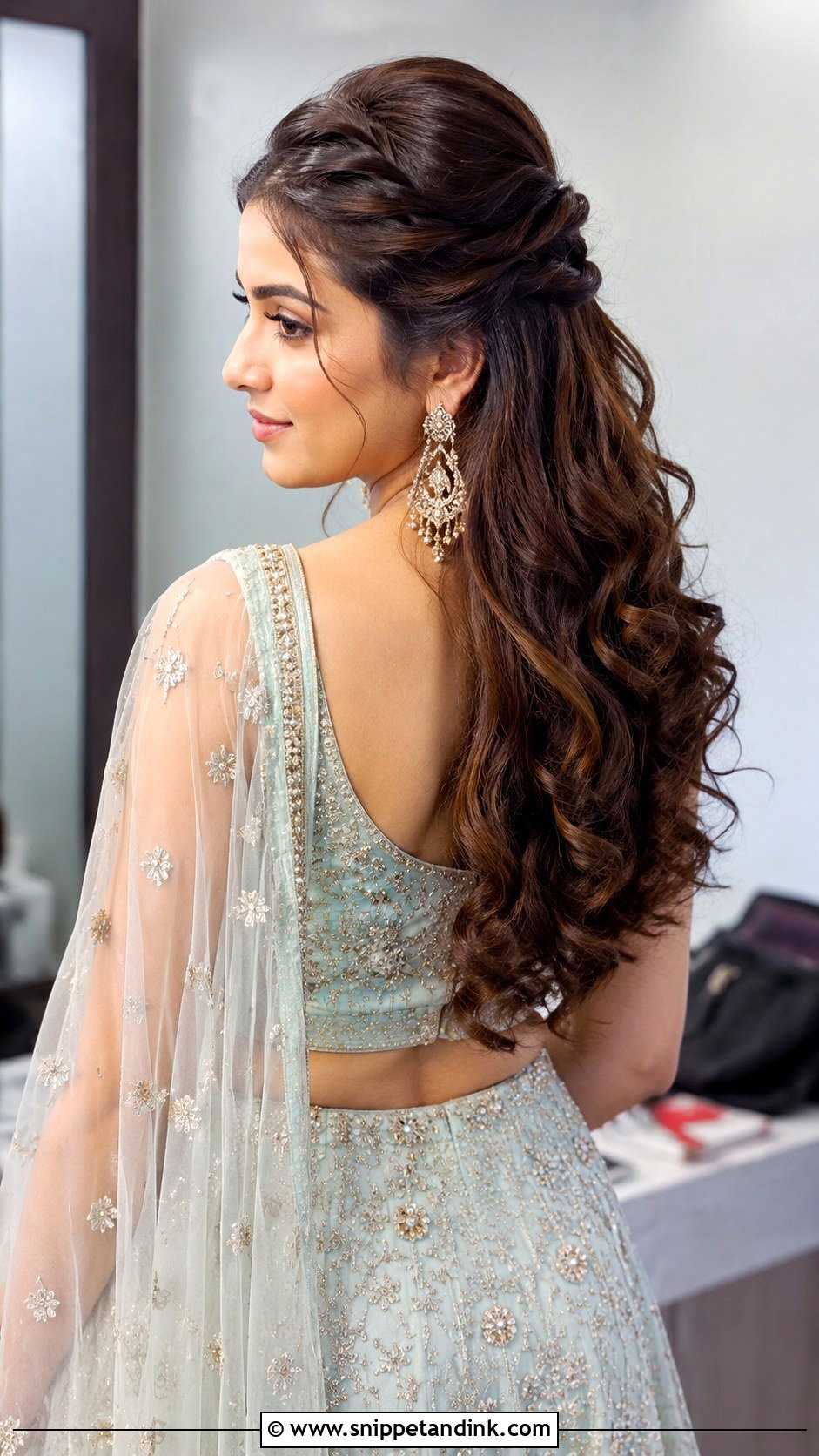 Half Up Half Down With Curls - Snippet and Ink - 20 Nikkah Hairstyles for Bride Sister