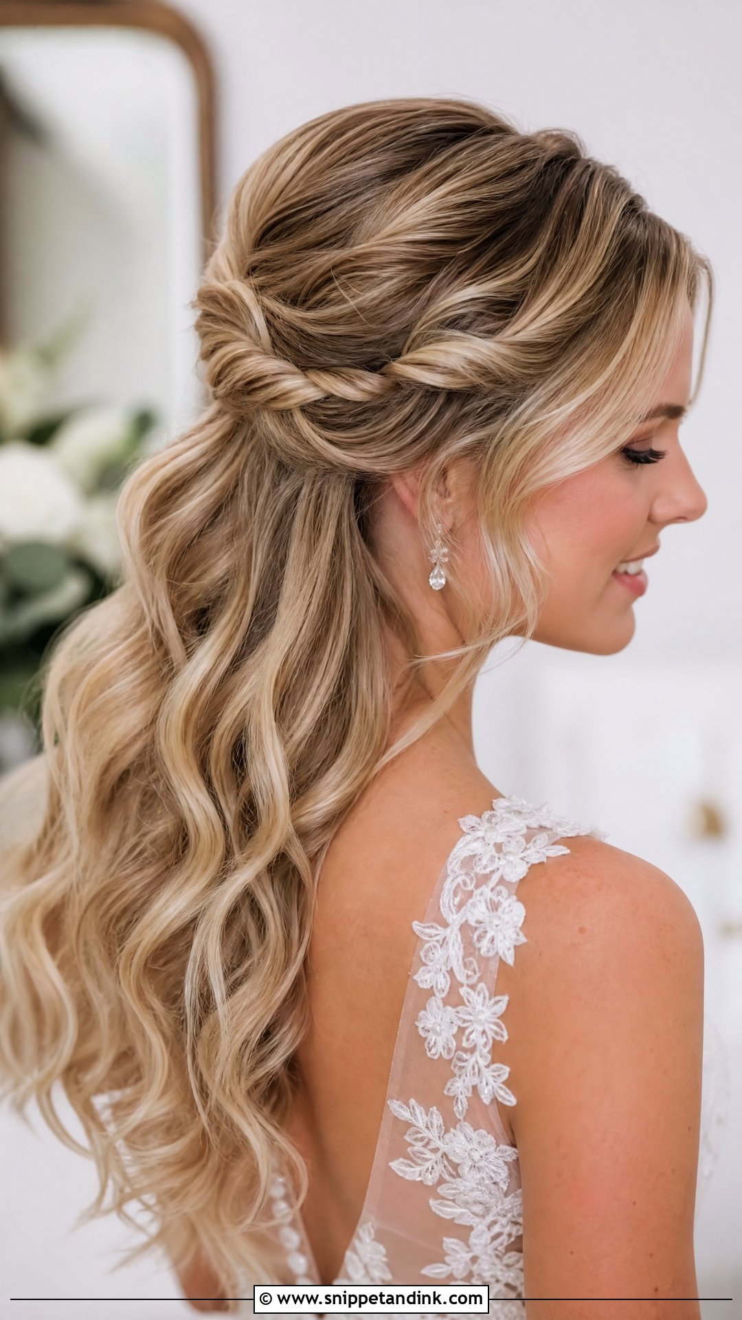 Half Up Half Down With Curls - Snippet and Ink - 20 Bridal Hairstyles Tutorial