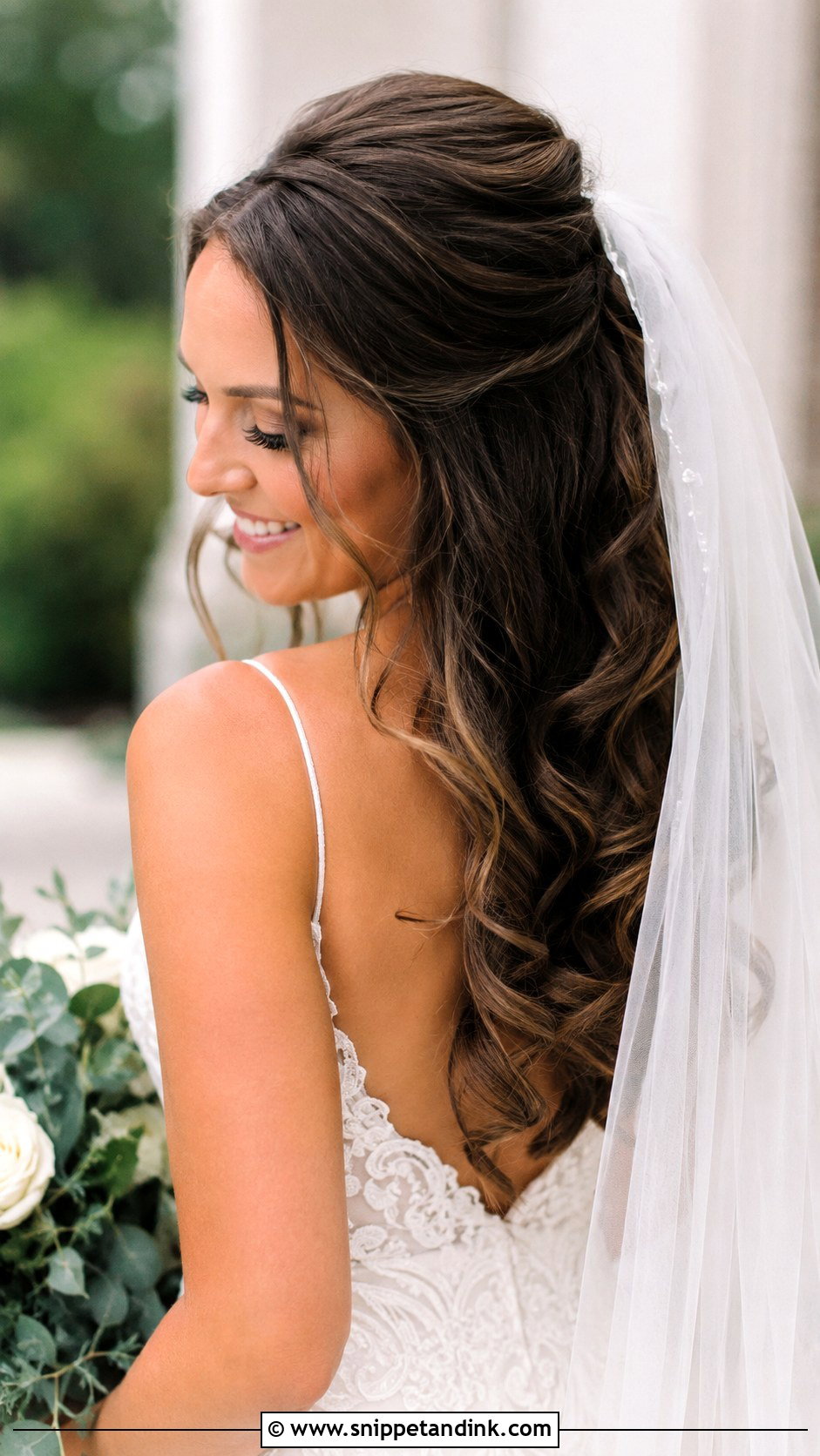 Half Up Half Down With Curls - Snippet and Ink - 20 Romantic Wedding Hairstyles