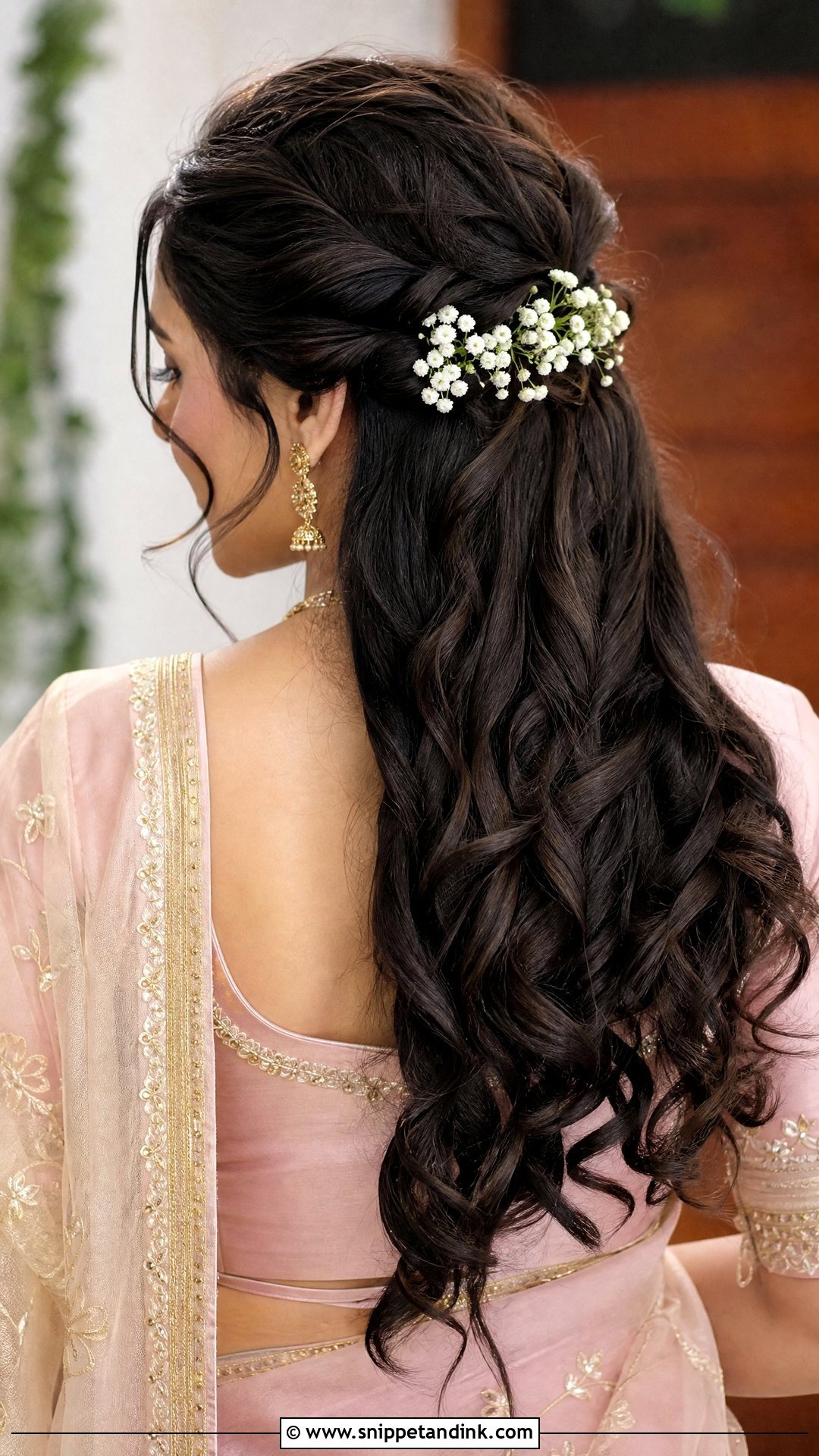Half Up Half Down With Curls - Snippet and Ink - 20 South Indian Bridal Hair Ideas