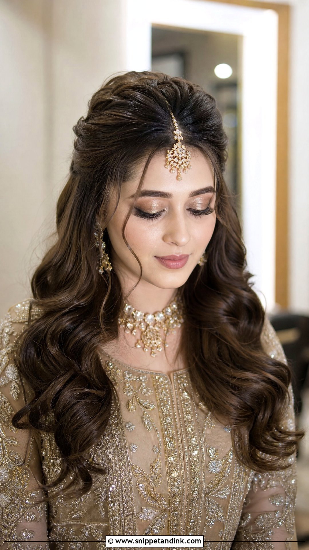 Half Up Half Down With Curls - Snippet and Ink - 20 Walima Bridal Hairstyle Ideas