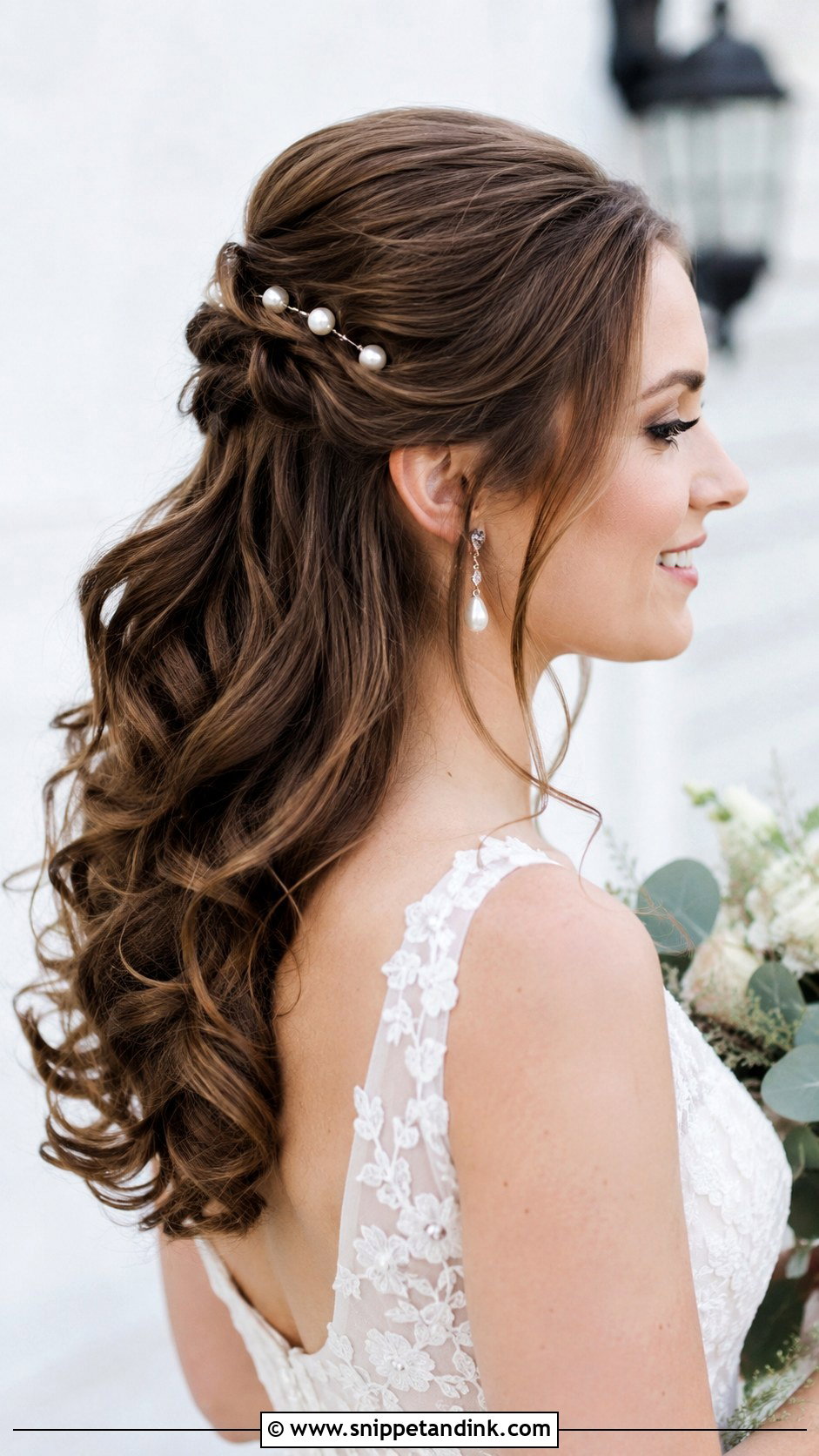 Half Up Half Down With Curls - Snippet and Ink - 20 Wedding Hairstyle Down Ideas