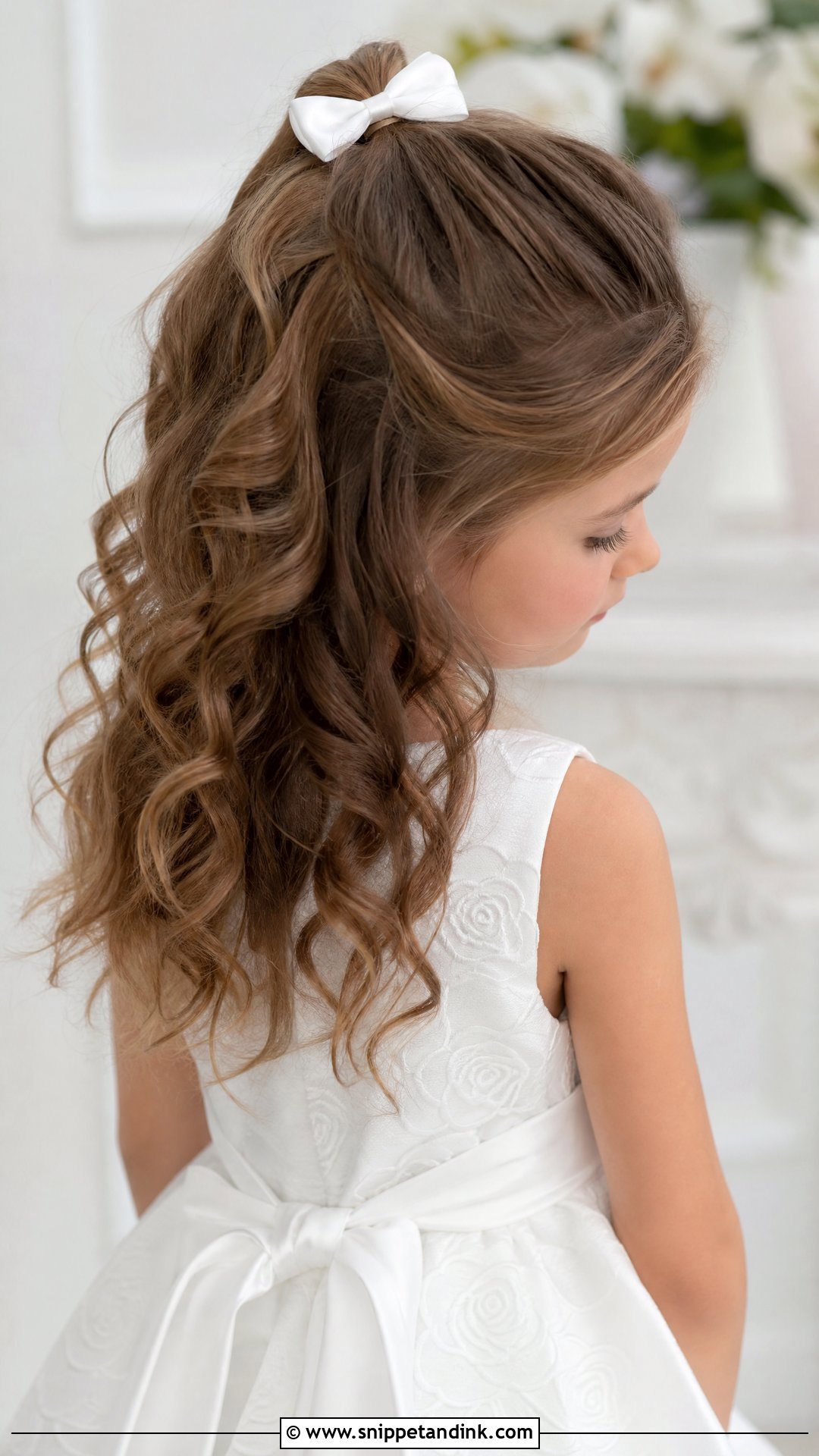 Half Up Half Down With Curls - Snippet and Ink - 20 Wedding Hairstyles for Girls