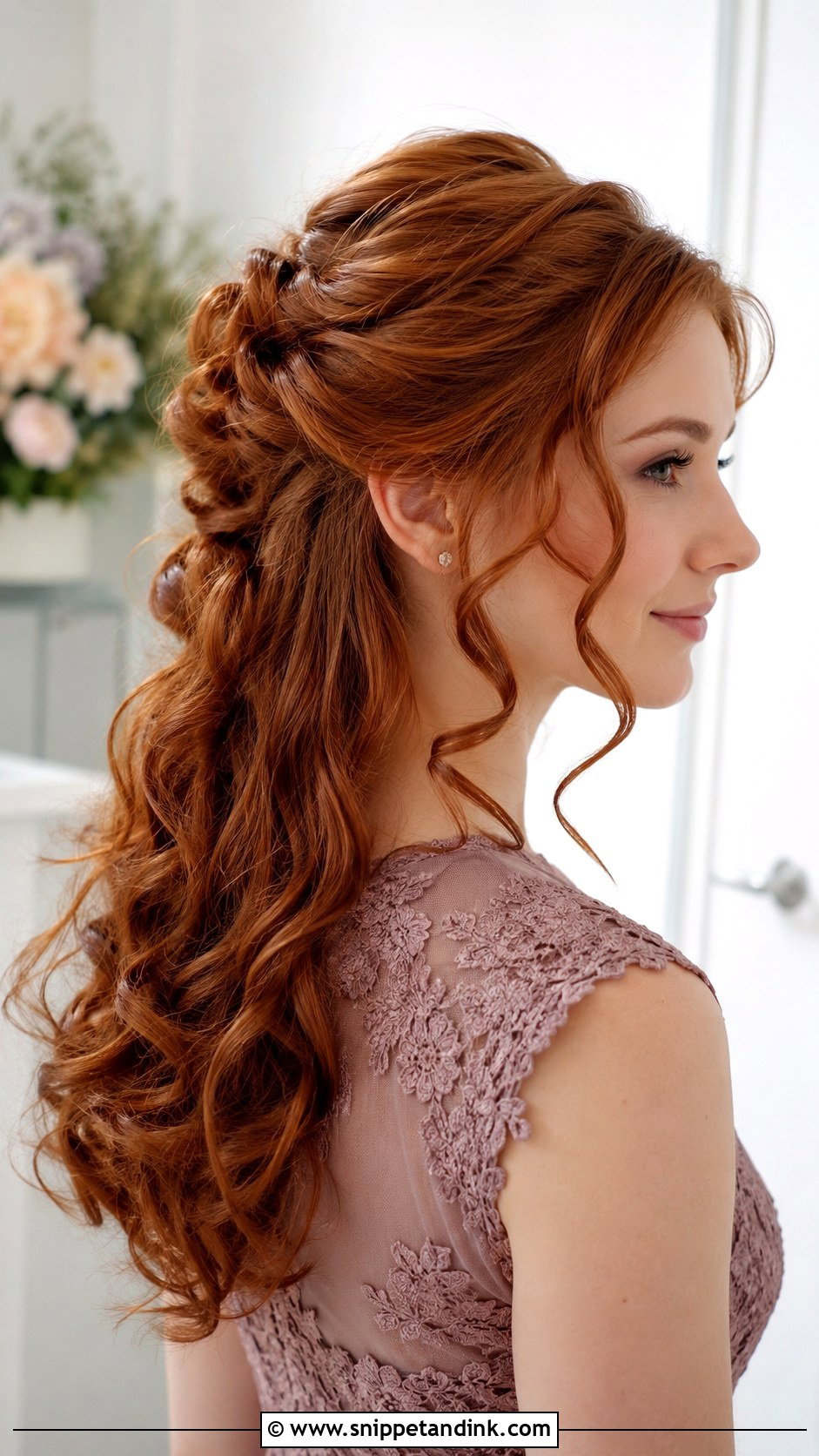 Half Up Half Down With Curls - Snippet and Ink - 20 Wedding Hairstyles for Mother of Bride