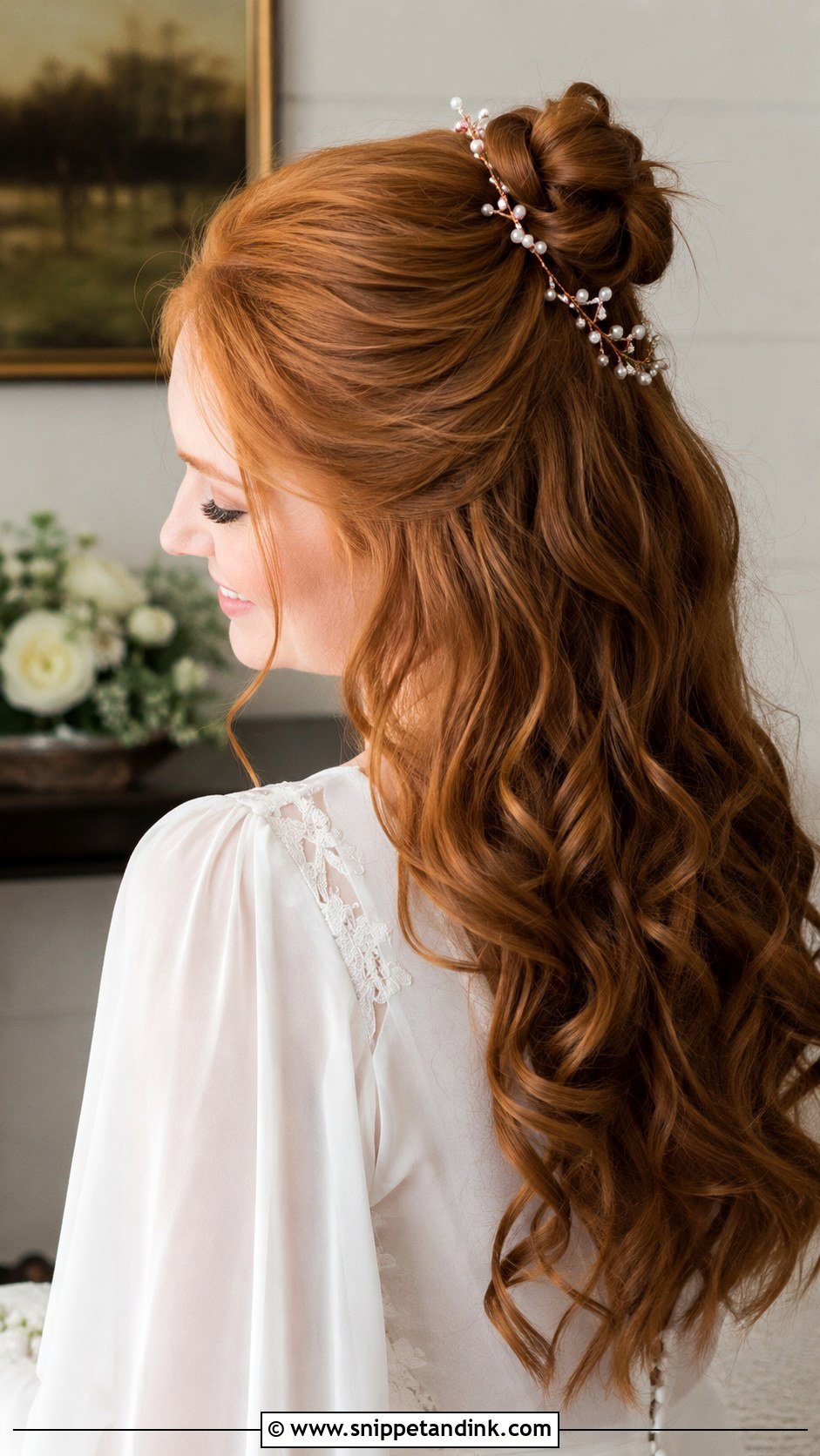 Half Up Half Down With Curls - Snippet and Ink - 20 Winter Wedding Hairstyles