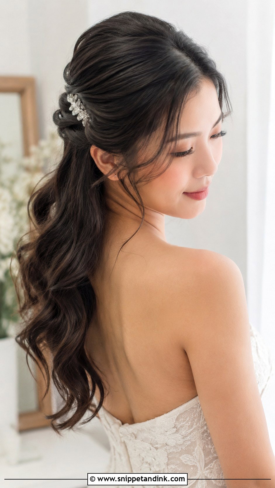 Half Up Half Down With Curls - Snippet and Ink - 25 Asian Bridal Hair Ideas