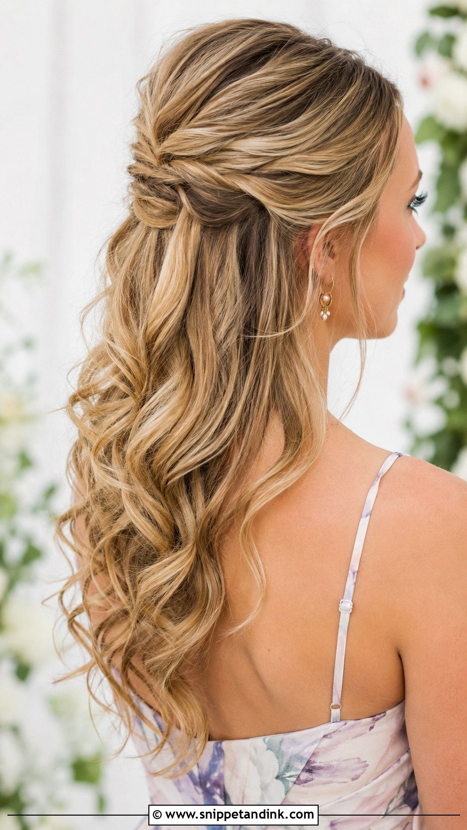 Half Up Half Down With Curls - Snippet and Ink - 25 Cute Hairstyles for Wedding Guest