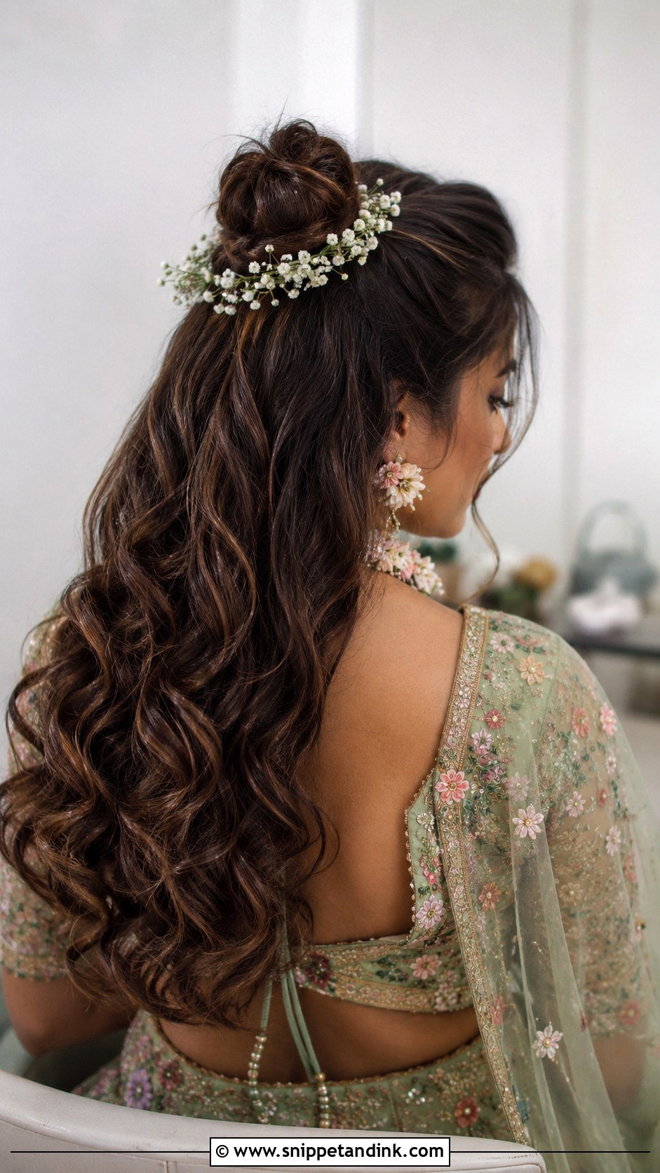 Half Up Half Down With Curls - Snippet and Ink - 25 Desi Wedding Hairstyles