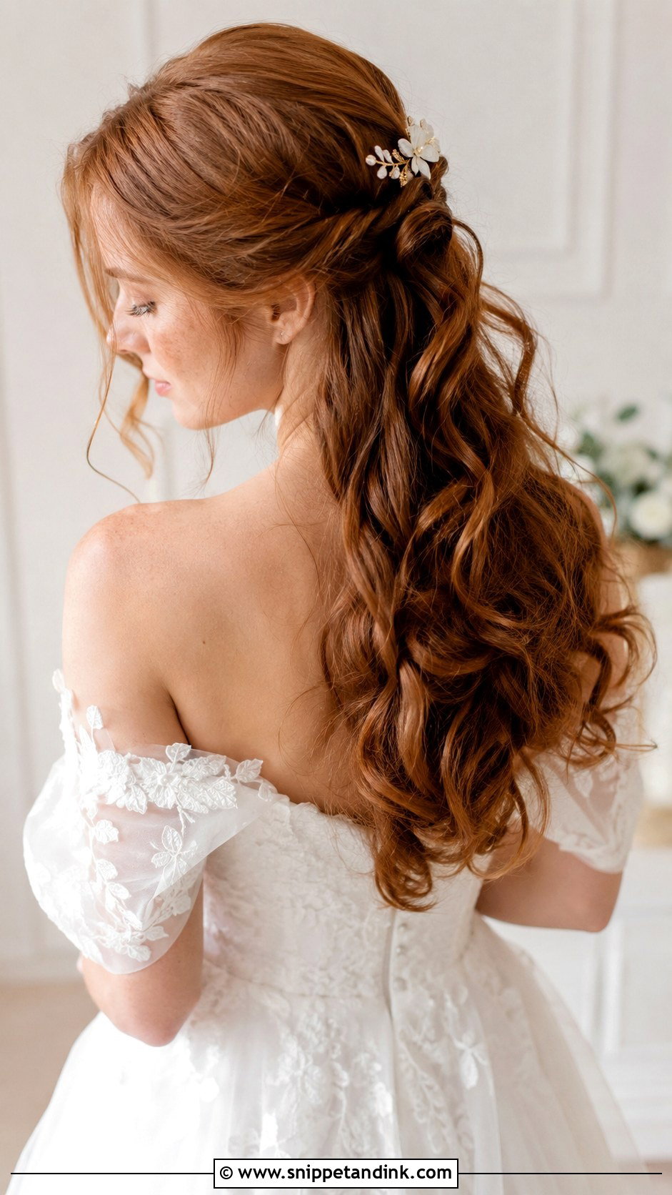 Half Up Half Down With Curls - Snippet and Ink - 25 French Bride Hairstyles