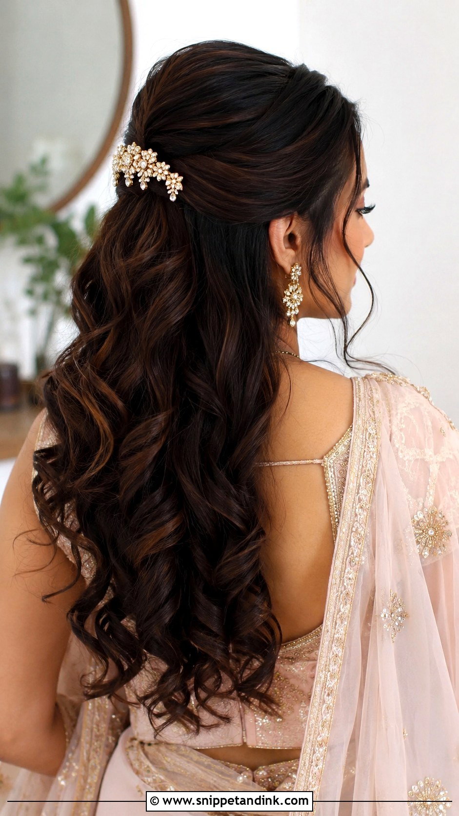 Half Up Half Down With Curls - Snippet and Ink - 25 Hair Styles for Indian Wedding