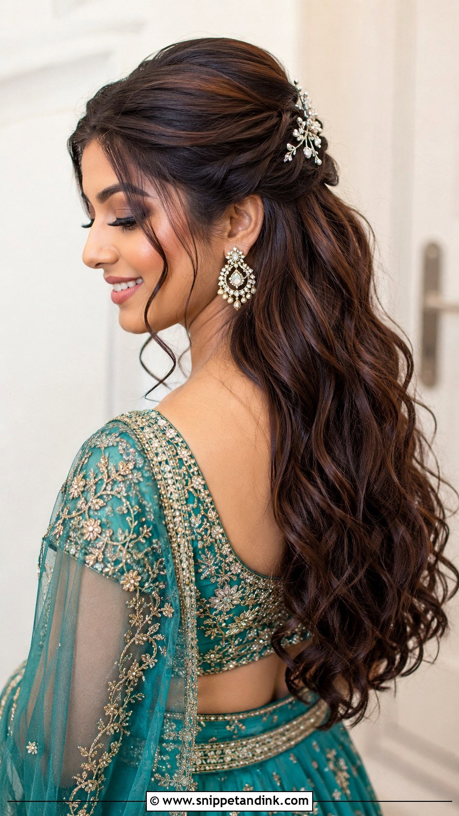 Half Up Half Down With Curls - Snippet and Ink - 25 Indian Weddings Bridal Hairstyles
