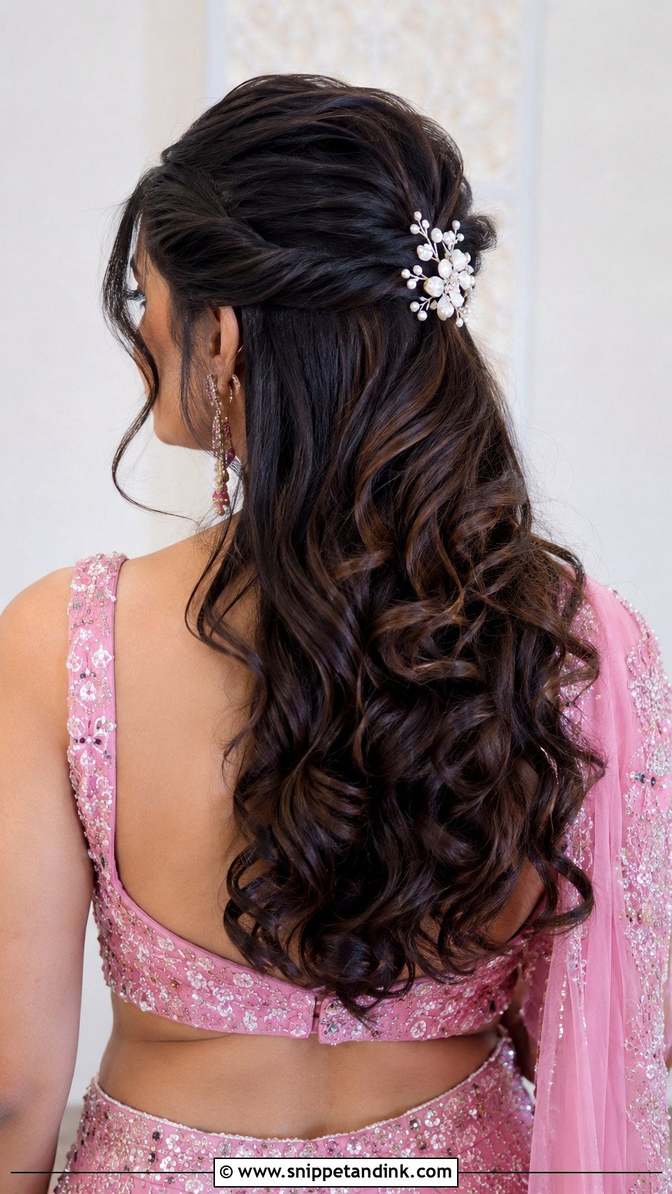 Half Up Half Down With Curls - Snippet and Ink - 25 Open Hair Indian Bride Ideas