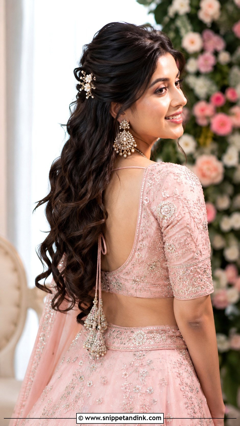 Half Up Half Down With Curls - Snippet and Ink - 25 Short Hairstyle Women Indian Wedding Ideas