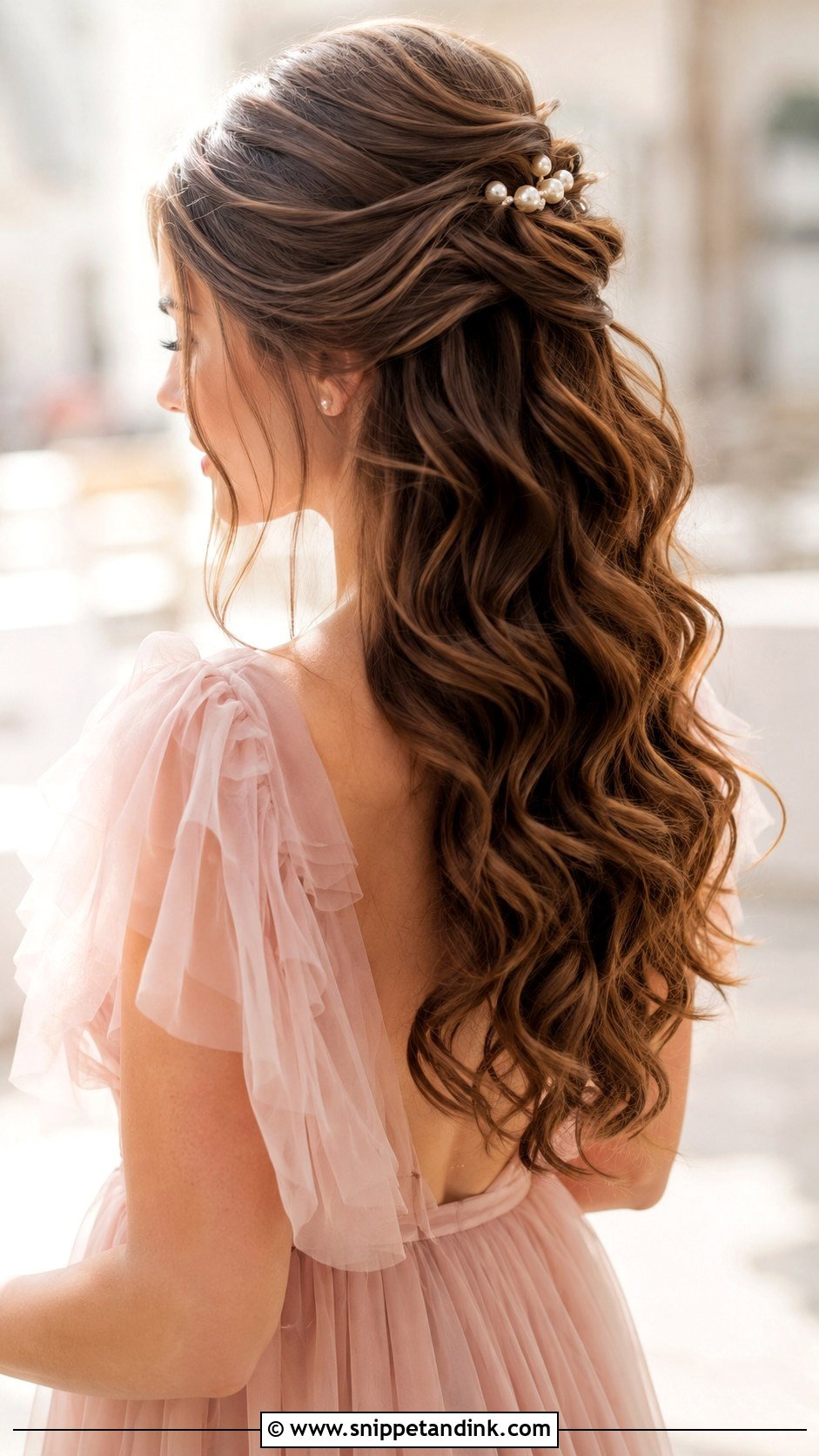 Half Up Half Down With Curls - Snippet and Ink - 30 Hairstyles for Engagement