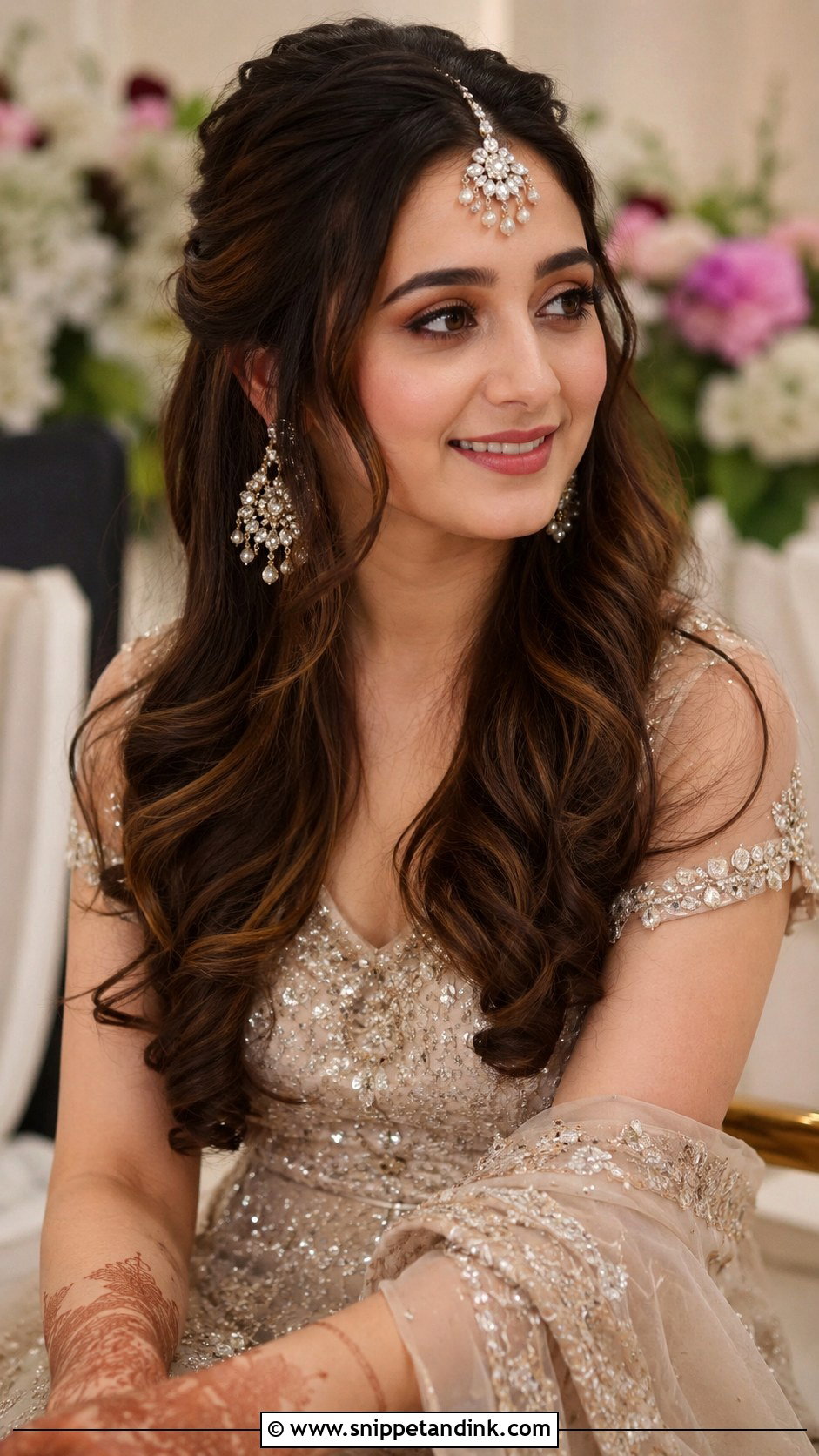 Half Up Half Down With Curls - Snippet and Ink - 30 Indian Bridal Hairstyles