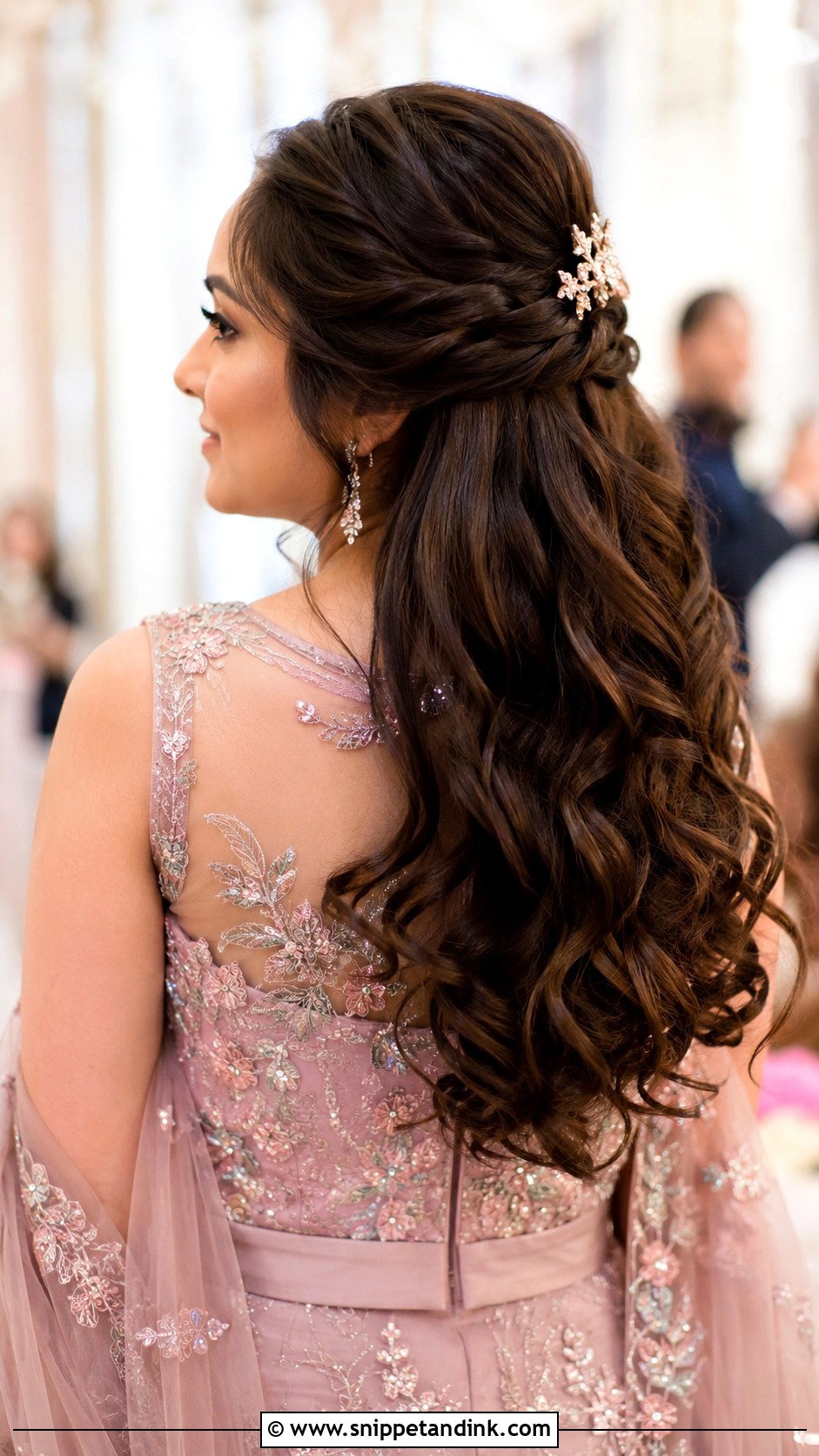 Half Up Half Down With Curls - Snippet and Ink - 30 Sangeet Hairstyles for Bride