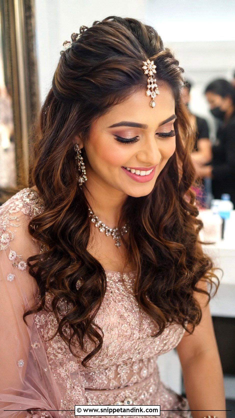 Half Up Half Down With Curls - Snippet and Ink - 20 Desi Bride Hair Ideas