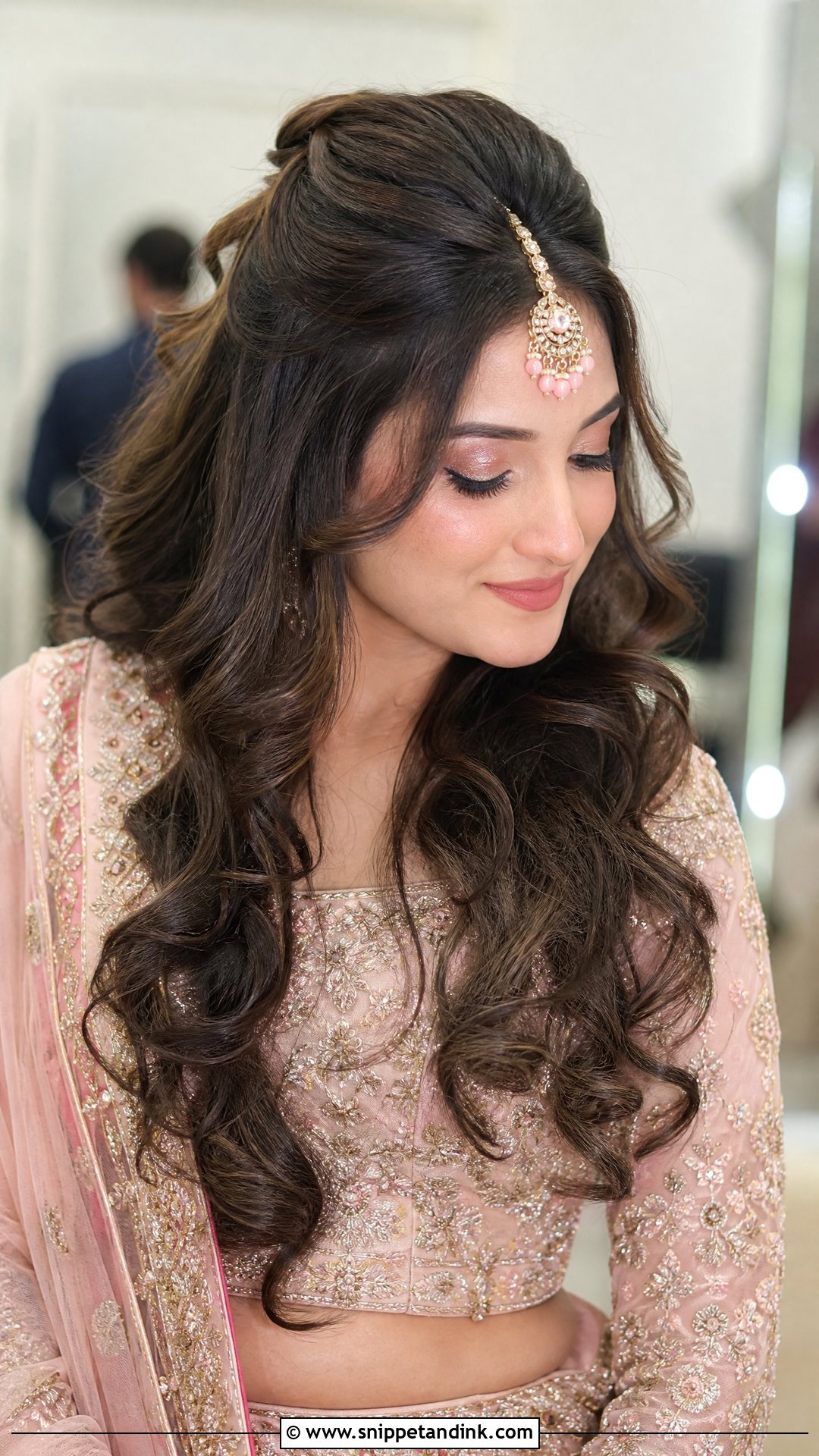 Half Up Half Down With Curls - Snippet and Ink - 20 Easy Indian Hairstyles for Wedding Guest