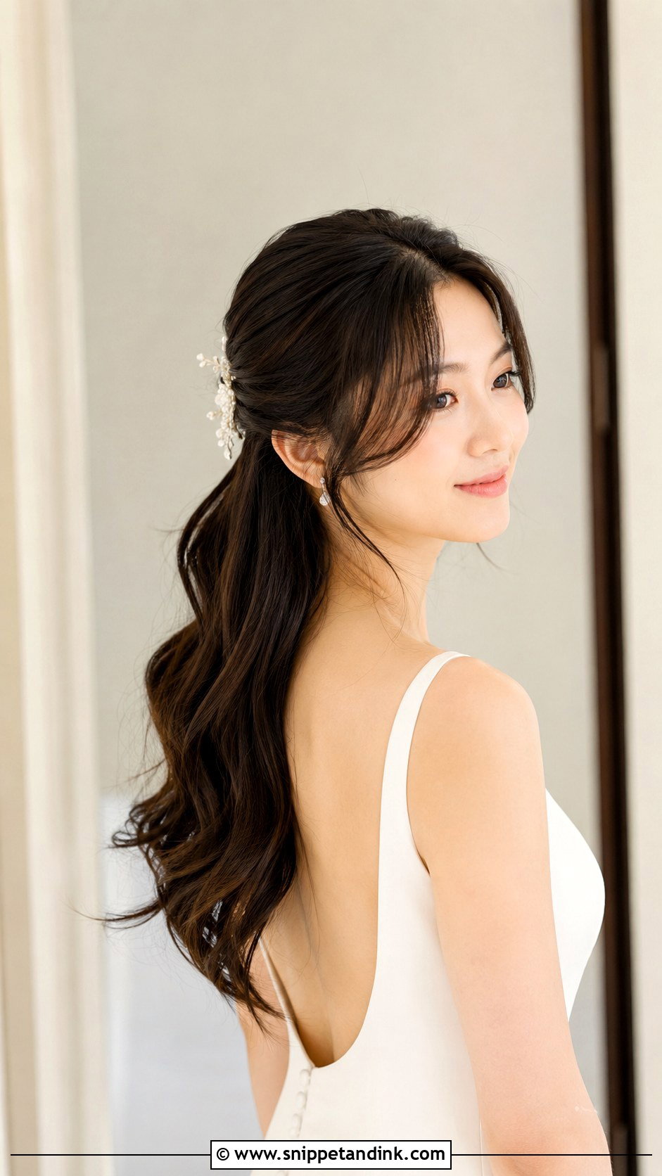 Half Up Half Down With Curtain Bangs - Snippet and Ink - 35 Half-Up Half-Down Wedding Hair Ideas